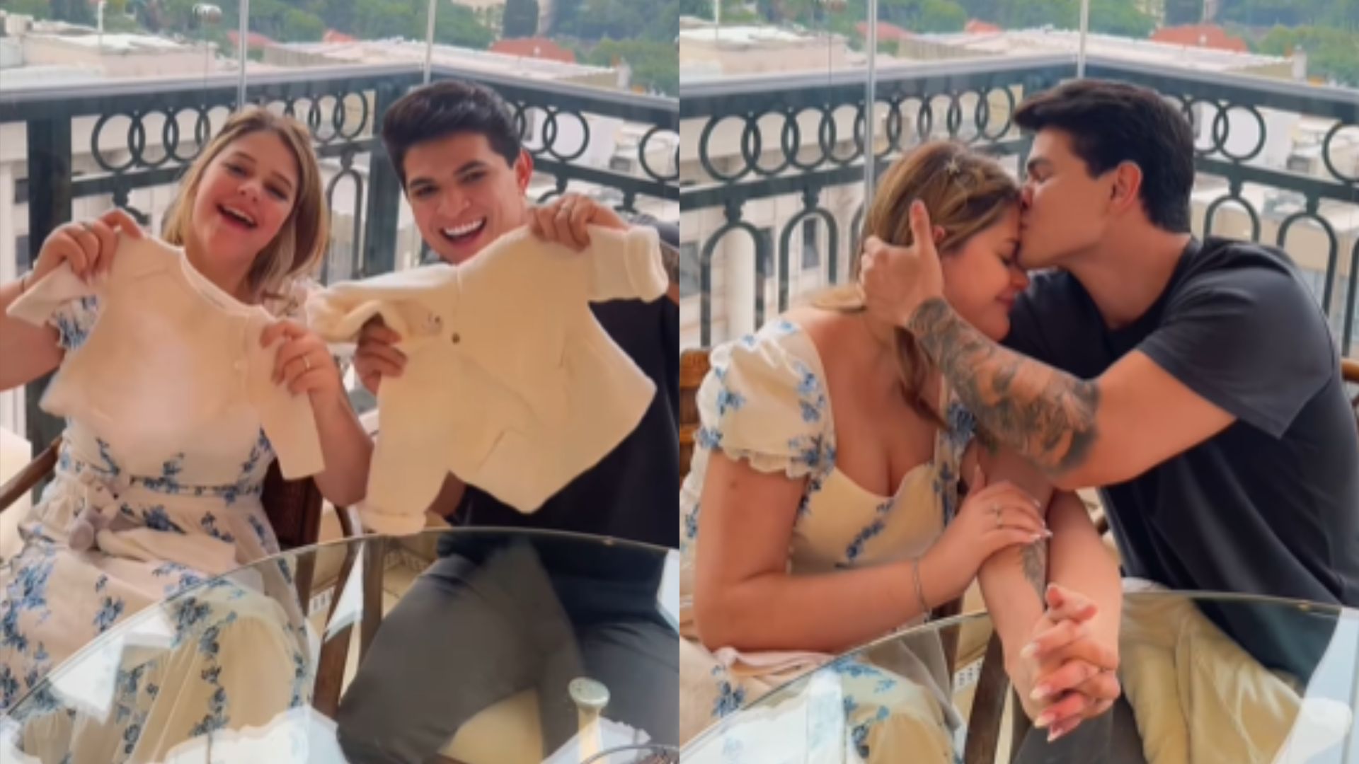 Após anúncio de gravidez, filha de Tom Cavalcante surge com o marido em vídeo