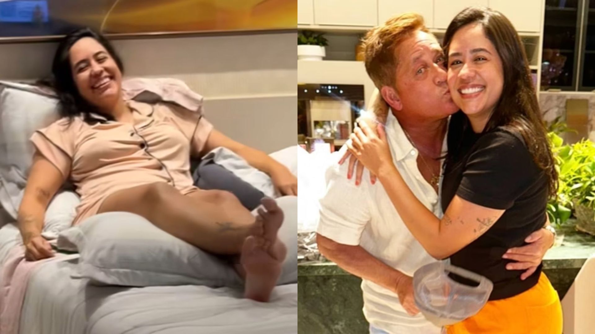 Após retirada de mioma, Monyque Isabella se recupera na mansão do pai, Leonardo