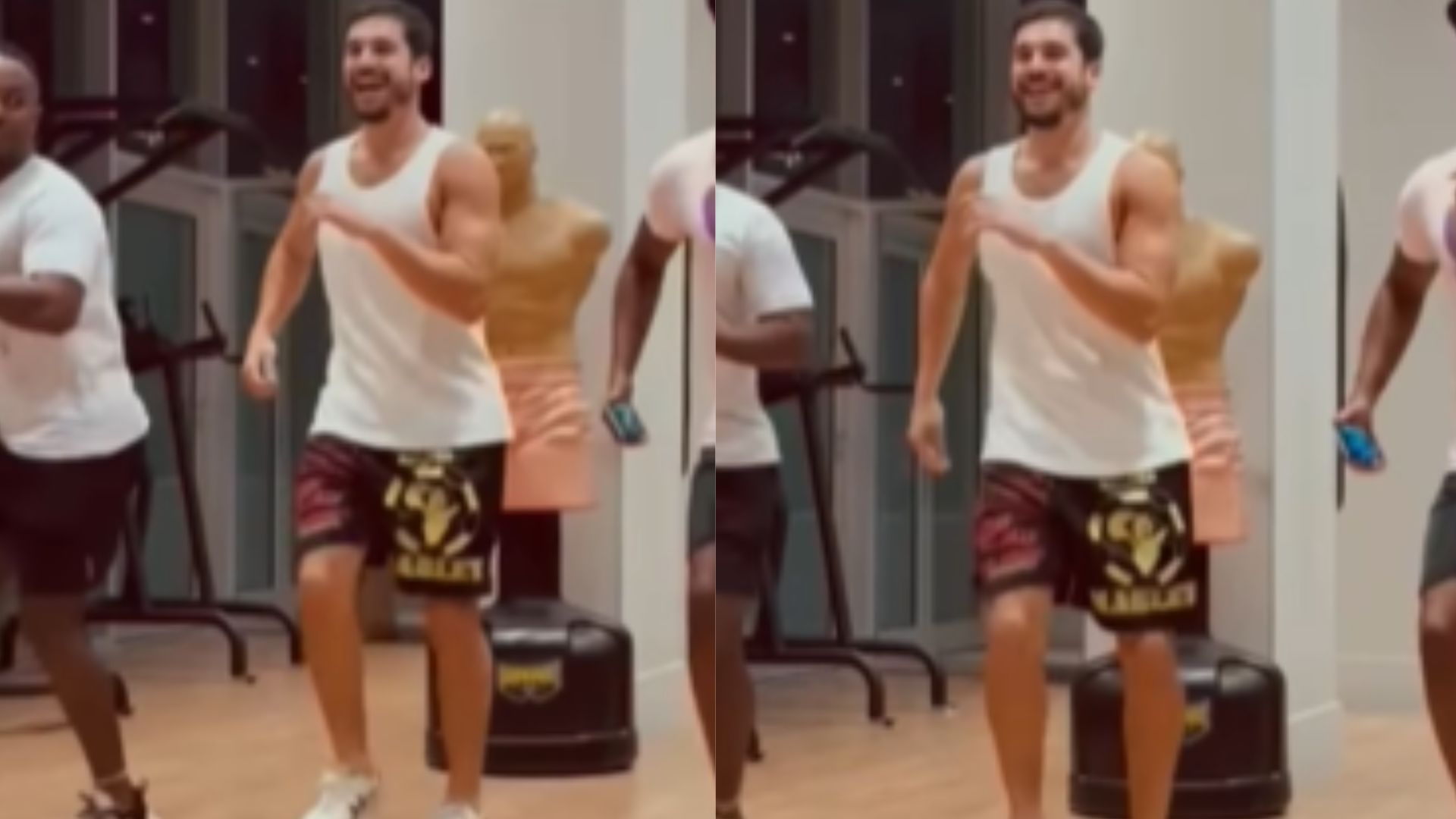 Dedicado, Nicolas Prattes mostra gingado durante aula de samba