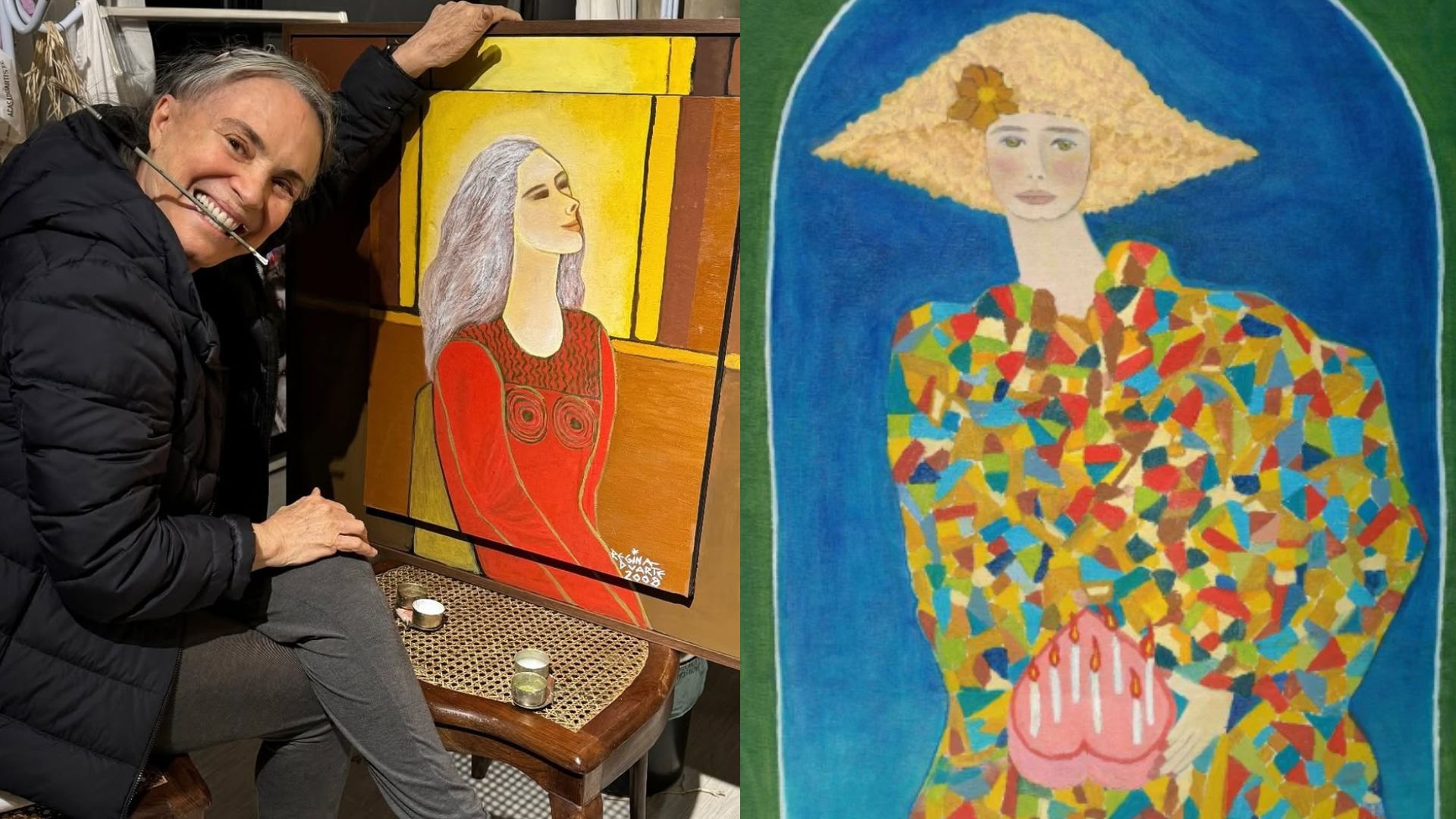 Afastada da TV, Regina Duarte segue carreira como artista plástica e vende pinturas