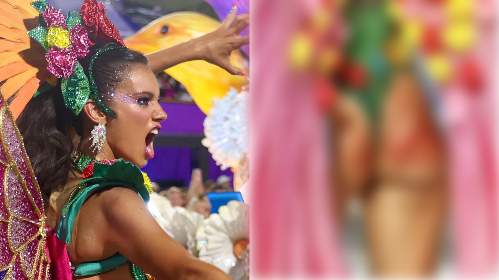 Alane Dias machuca o bumbum em desfile da Grande Rio no carnaval