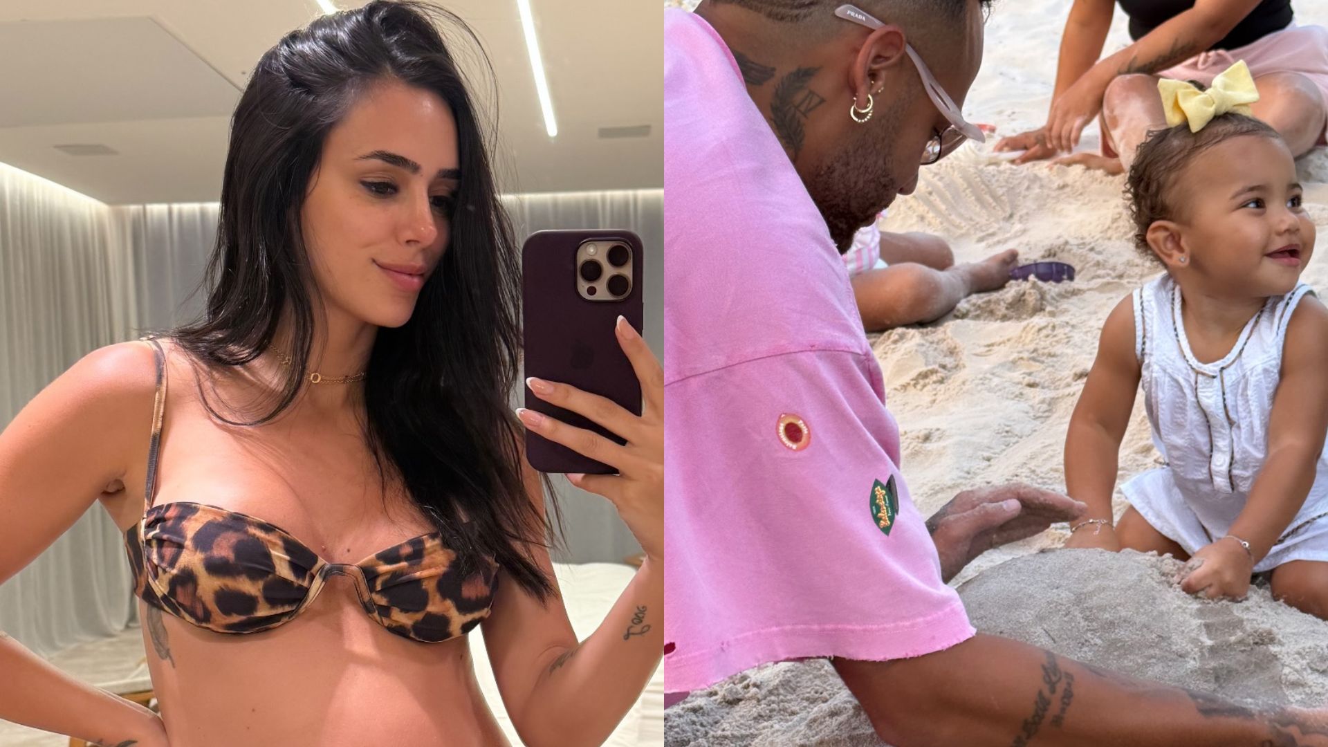Grávida, Bruna Biancardi mostra tamanho da barriga em dia de praia