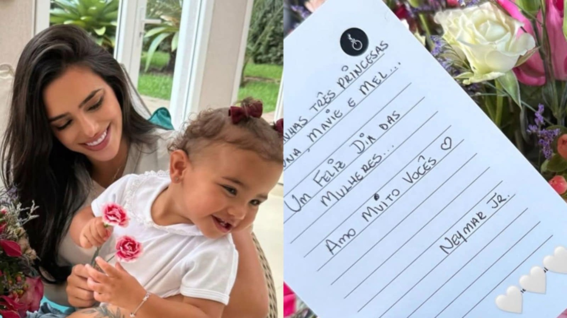 Bruna Biancardi e as filhas ganham mimo de Neymar no Dia das Mulheres; veja