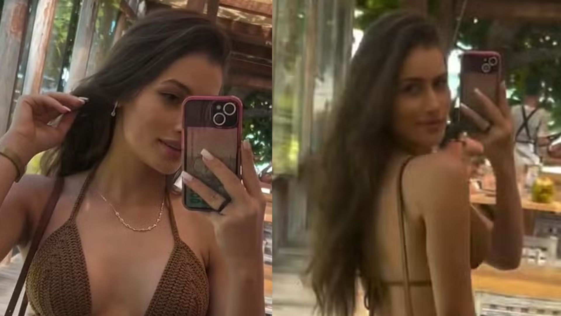 Esposa de Amado Batista surge com look transparente em viagem de lua de mel