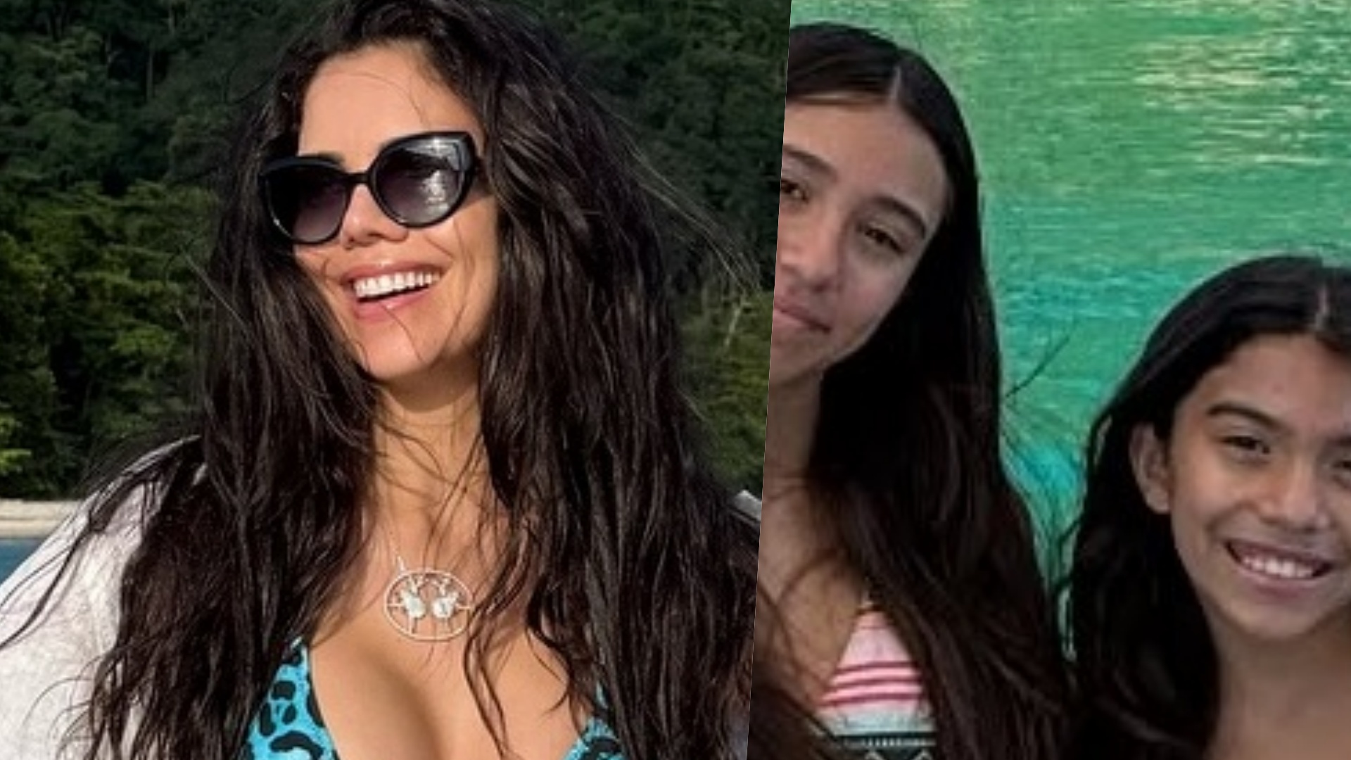 Daniela Albuquerque posta cliques raros das filhas durante passeio de lancha