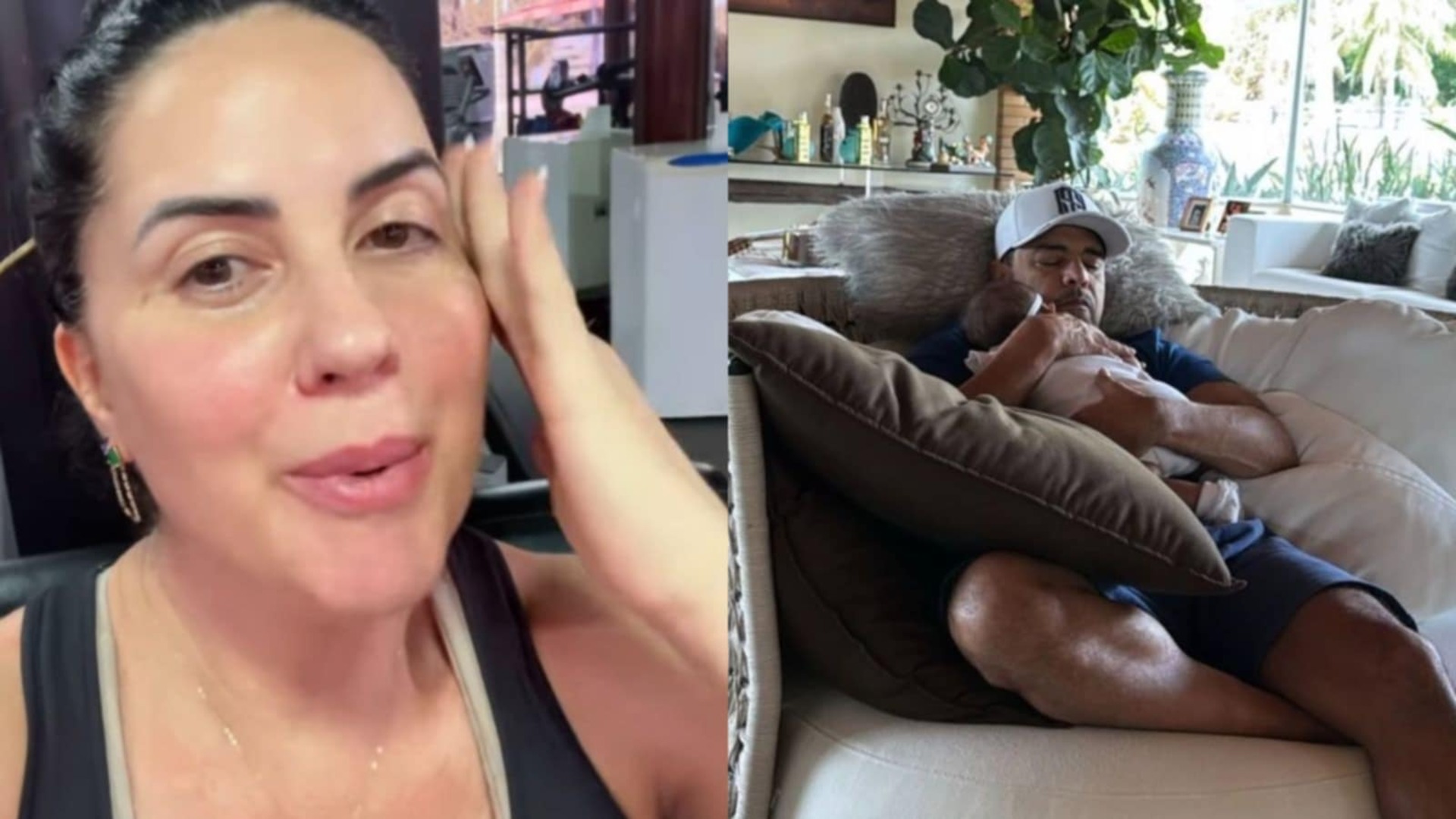 Graciele se derrete ao ver Zezé dormindo com a filha: ‘Enche de amor’