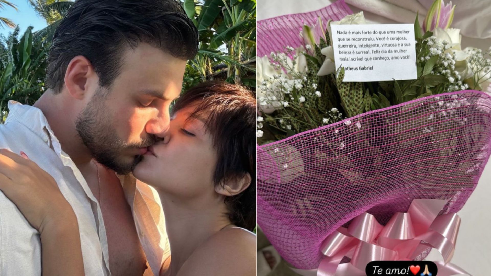 Após reatarem o namoro, Maiara posta foto beijando Matheus e se declara: “Te amo”