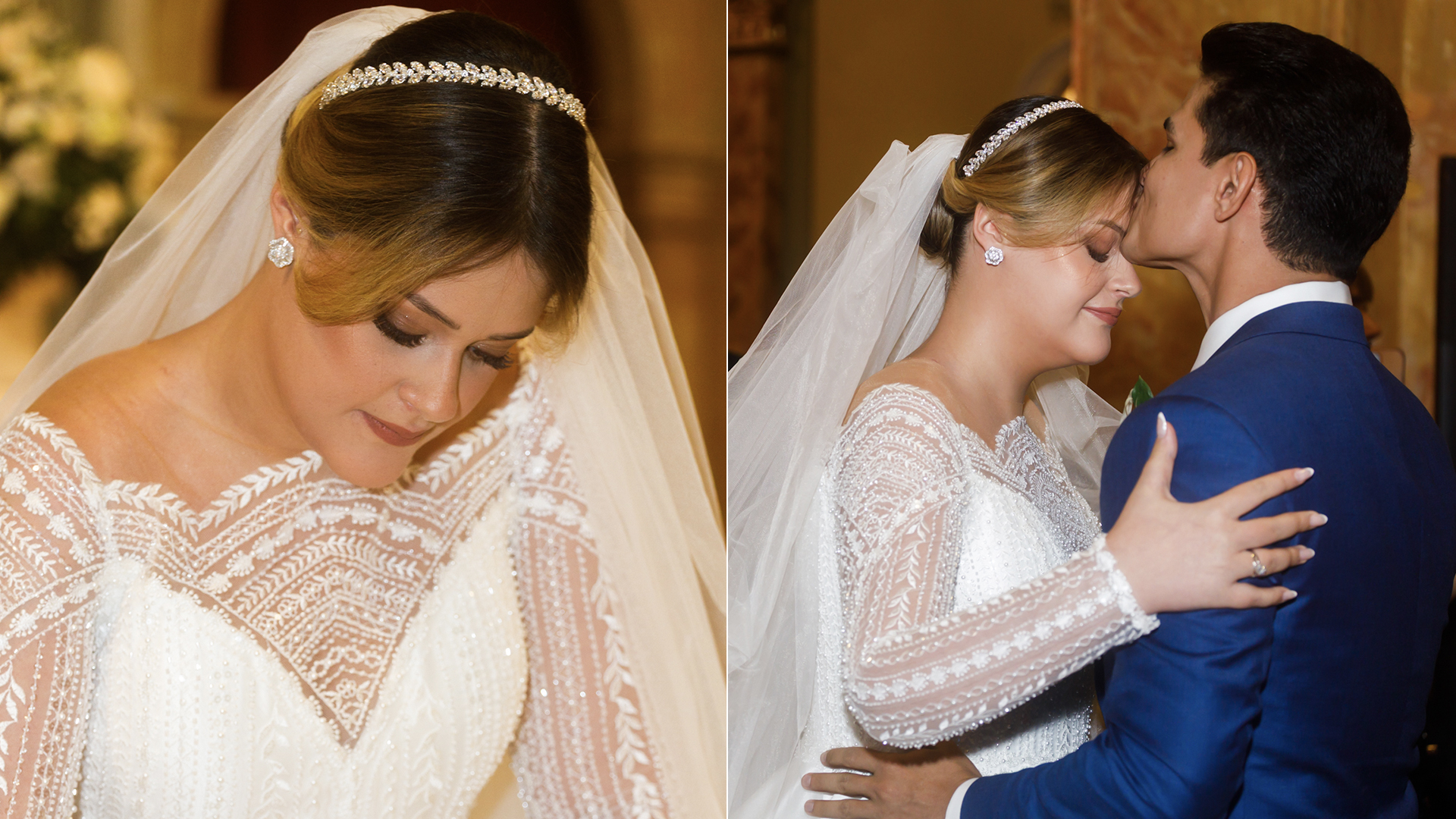 Grávida, Maria Cavalcante aposta em vestido de noiva clássico para seu casamento