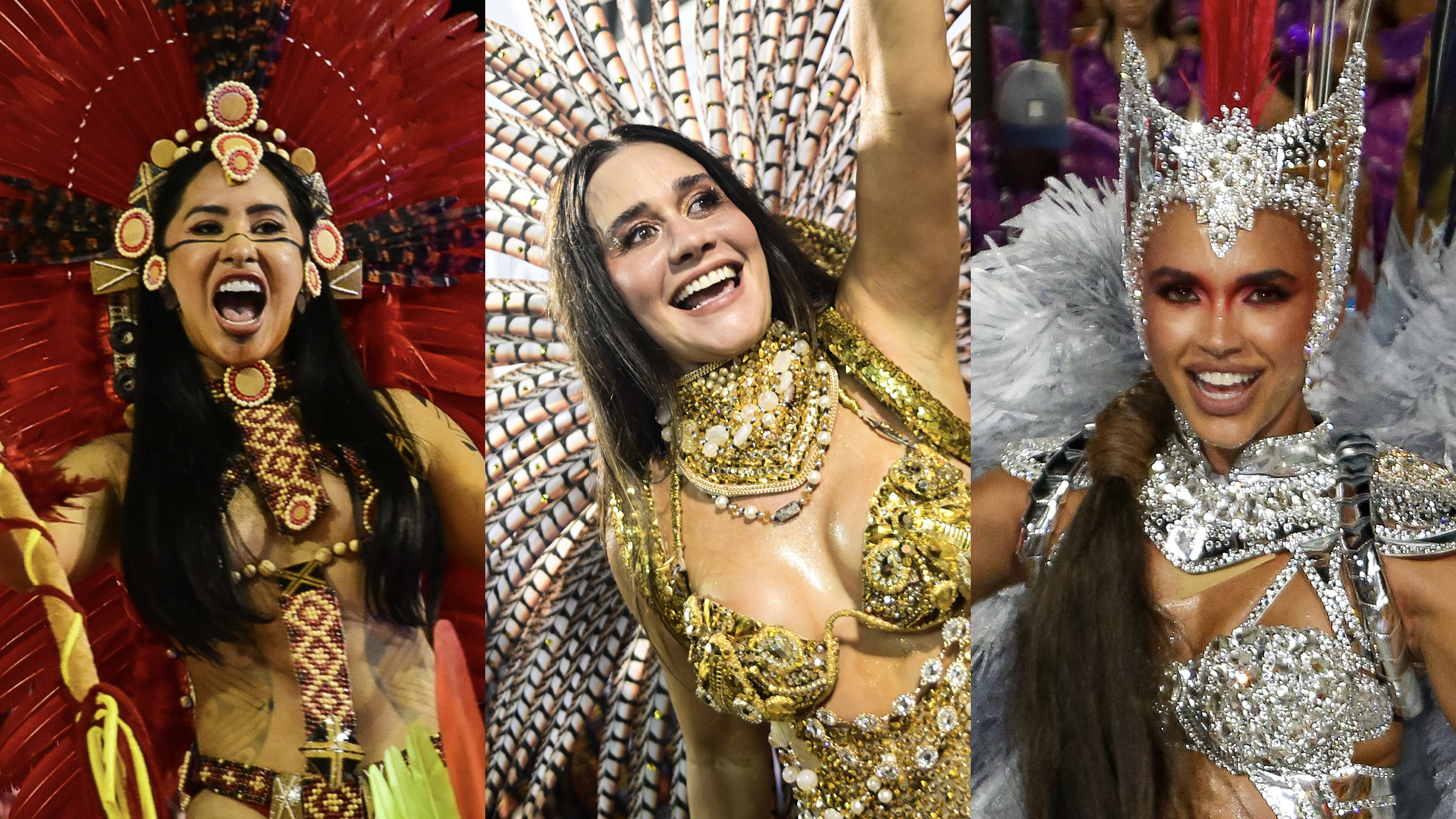 Famosas brilham como musas em desfiles das escolas de samba
