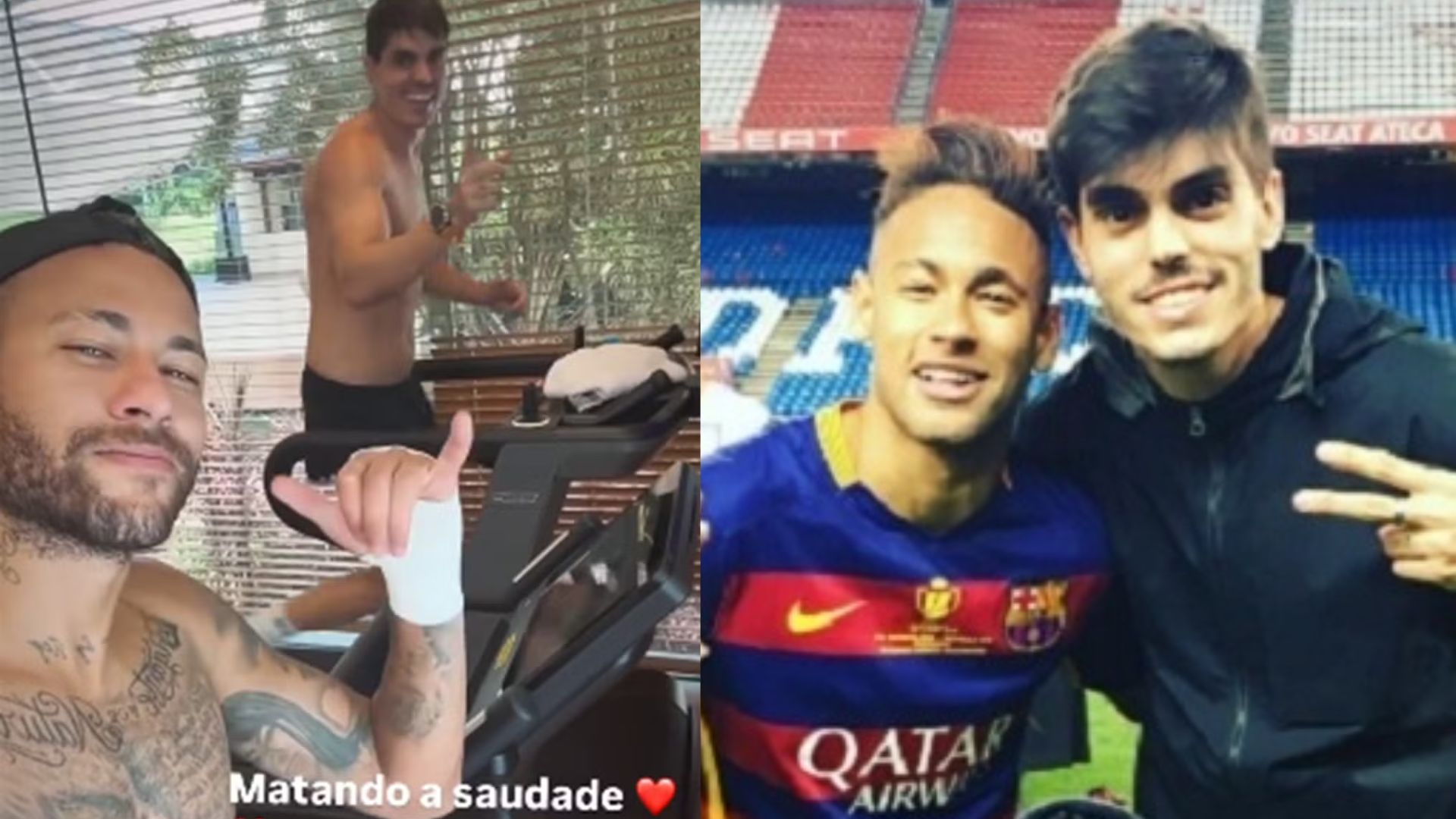 Em meio a polêmica de traição, Neymar treina com amigo: “Visita espanhola”