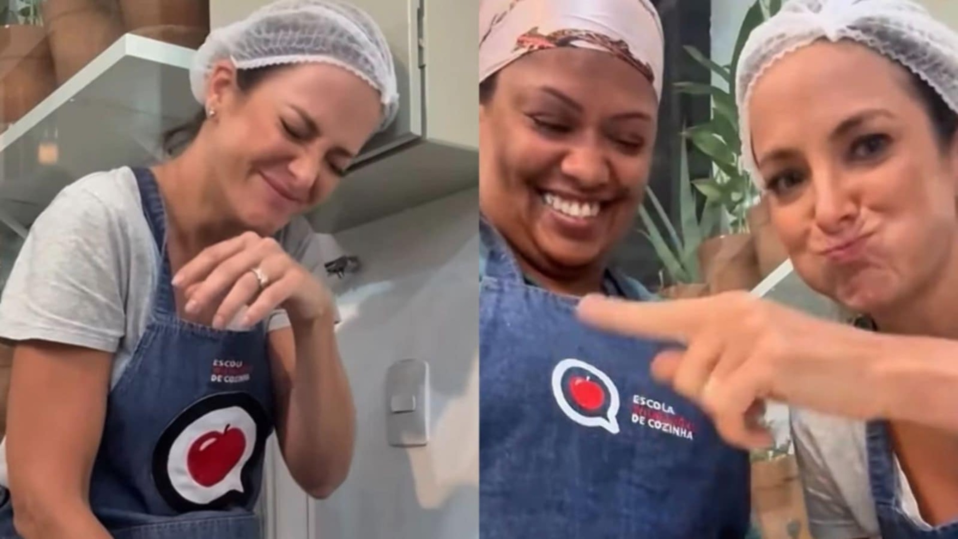Ticiane Pinheiro diverte em curso de cozinha com sua funcionária; veja