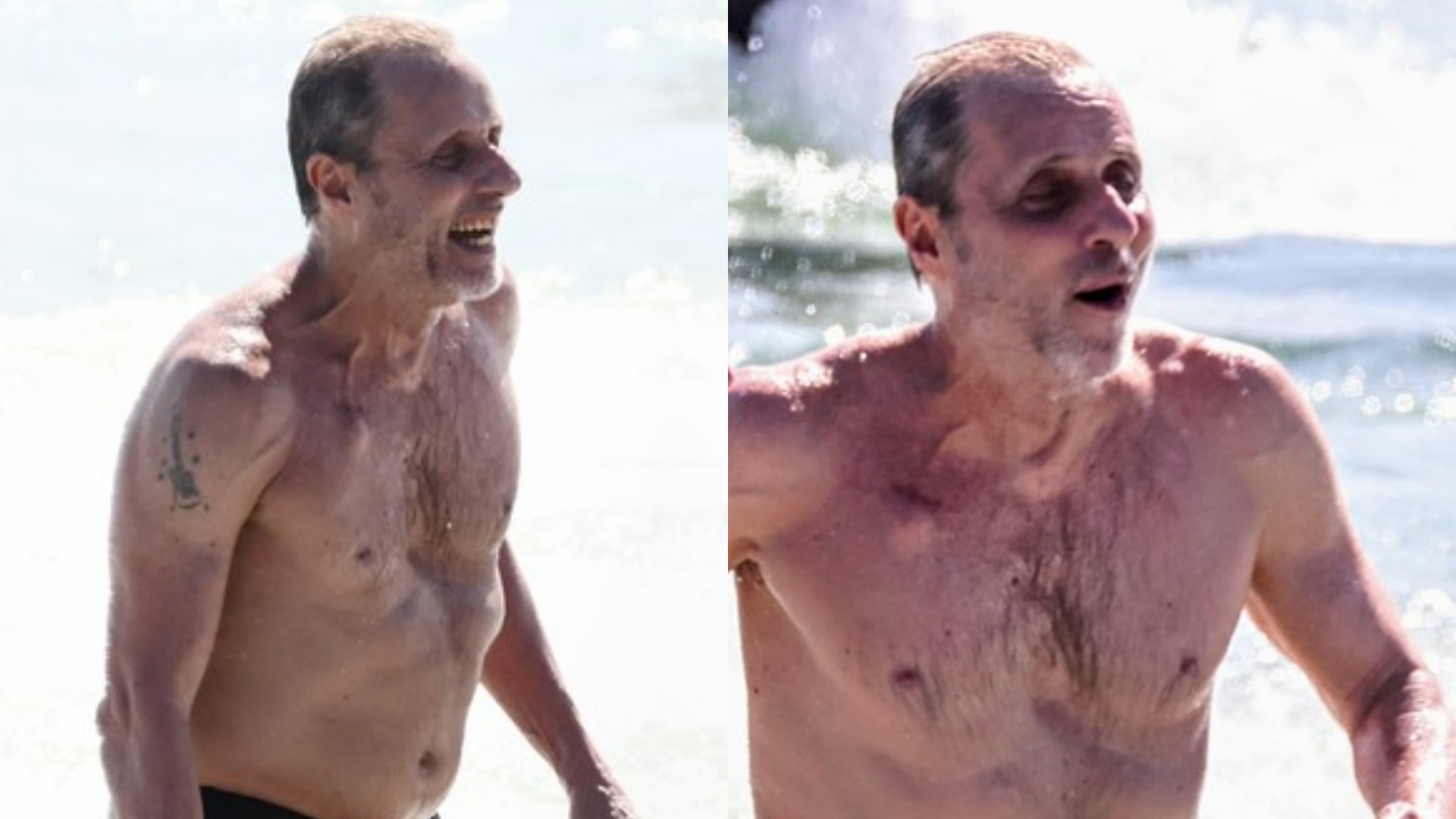 Em tratamento contra o câncer, Tony Bellotto curte o dia na praia com a esposa