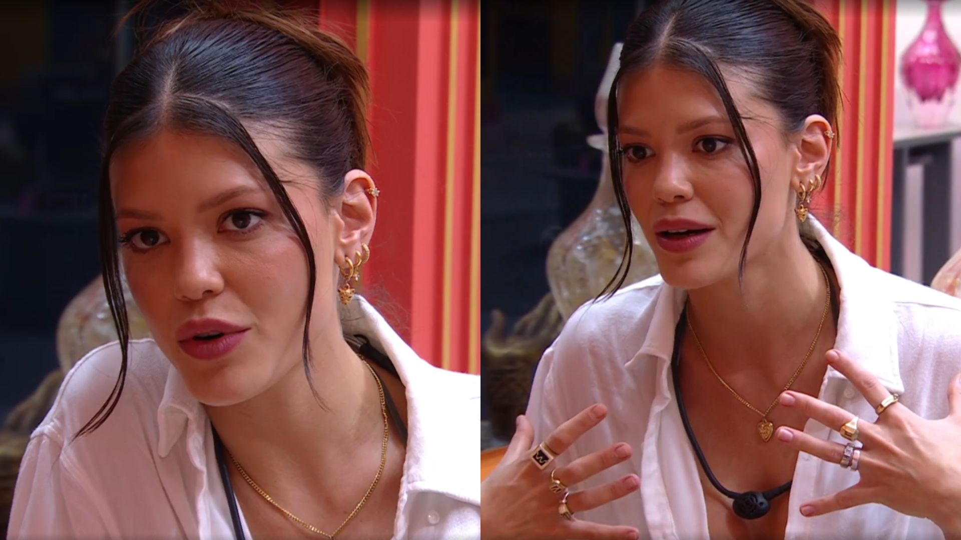 BBB 25: Vitória Strada conversa com os brothers e o Botão de Desistência é acionado