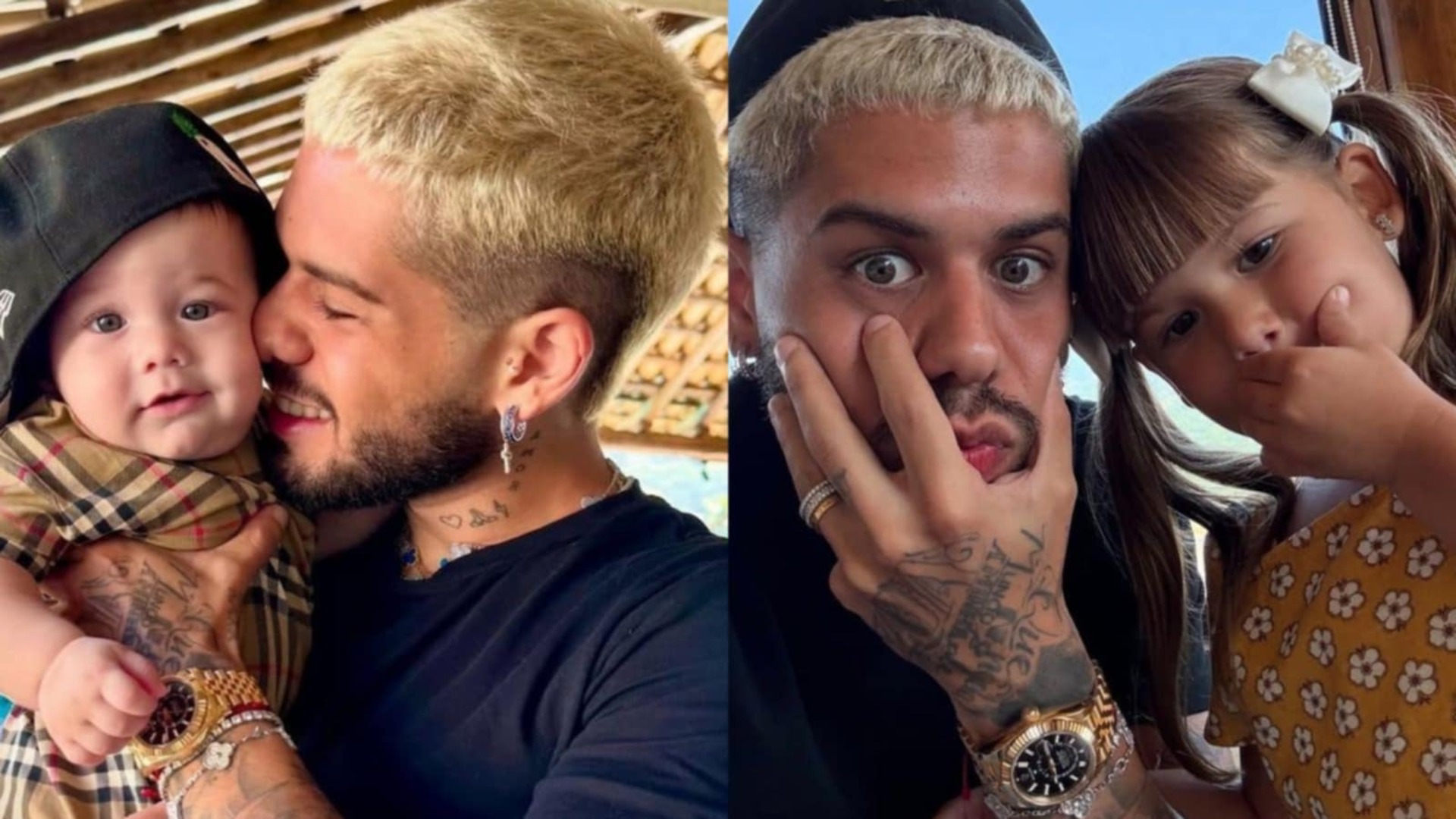 Zé Felipe encanta ao fazer fotos com os três filhos: ‘Amo tanto’