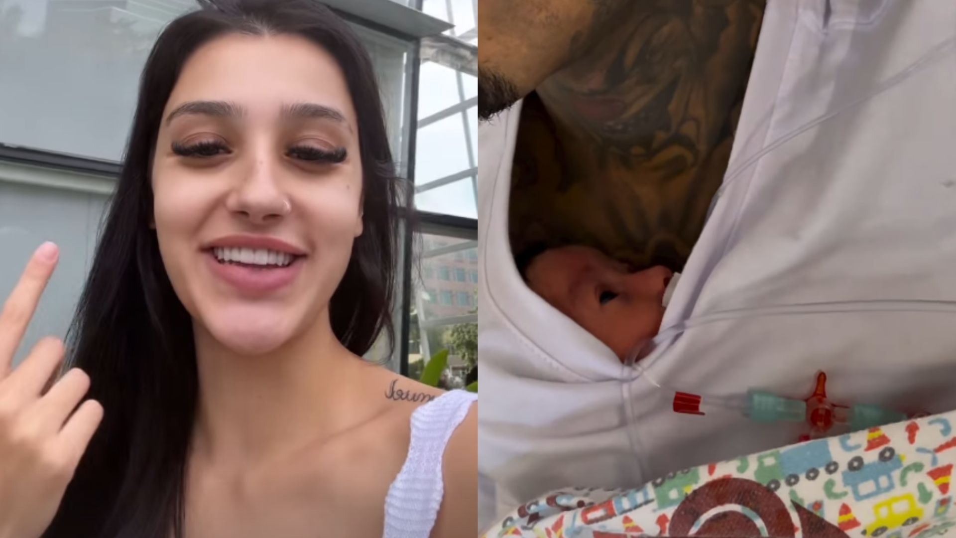 Bia Miranda mostra Gato Preto com a filha recém-nascida na UTI