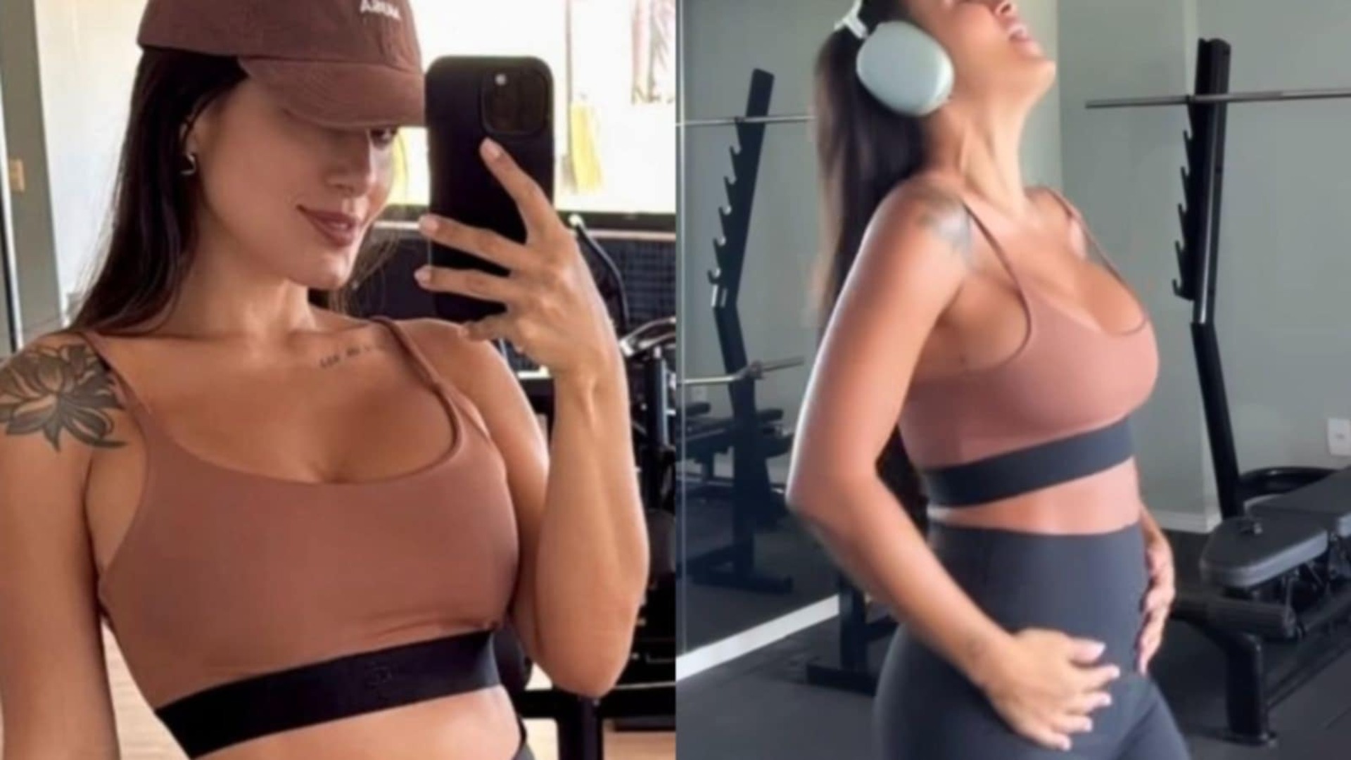Grávida de Thiaguinho, Carol Peixinho mostra barriguinha durante treino