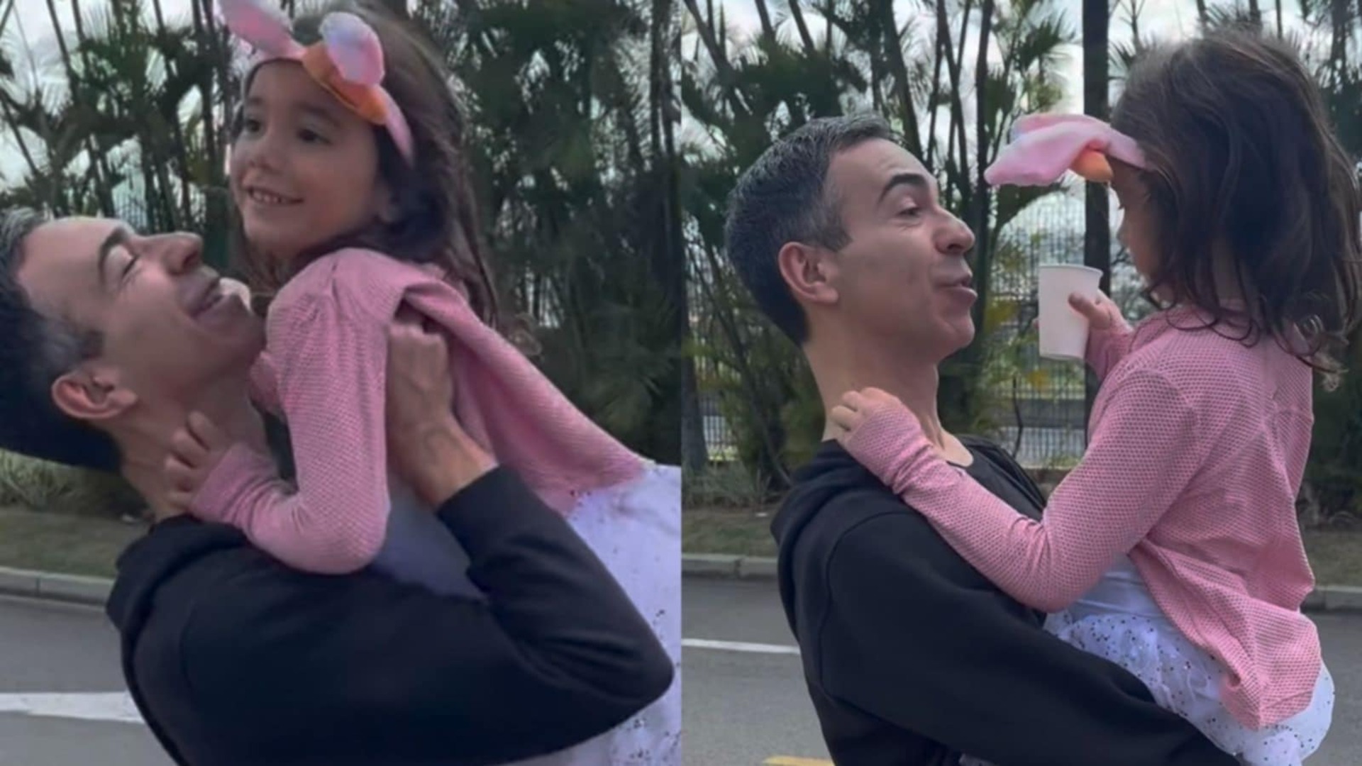 César Tralli emociona ao reencontrar a filha na Páscoa: ‘Alegria’