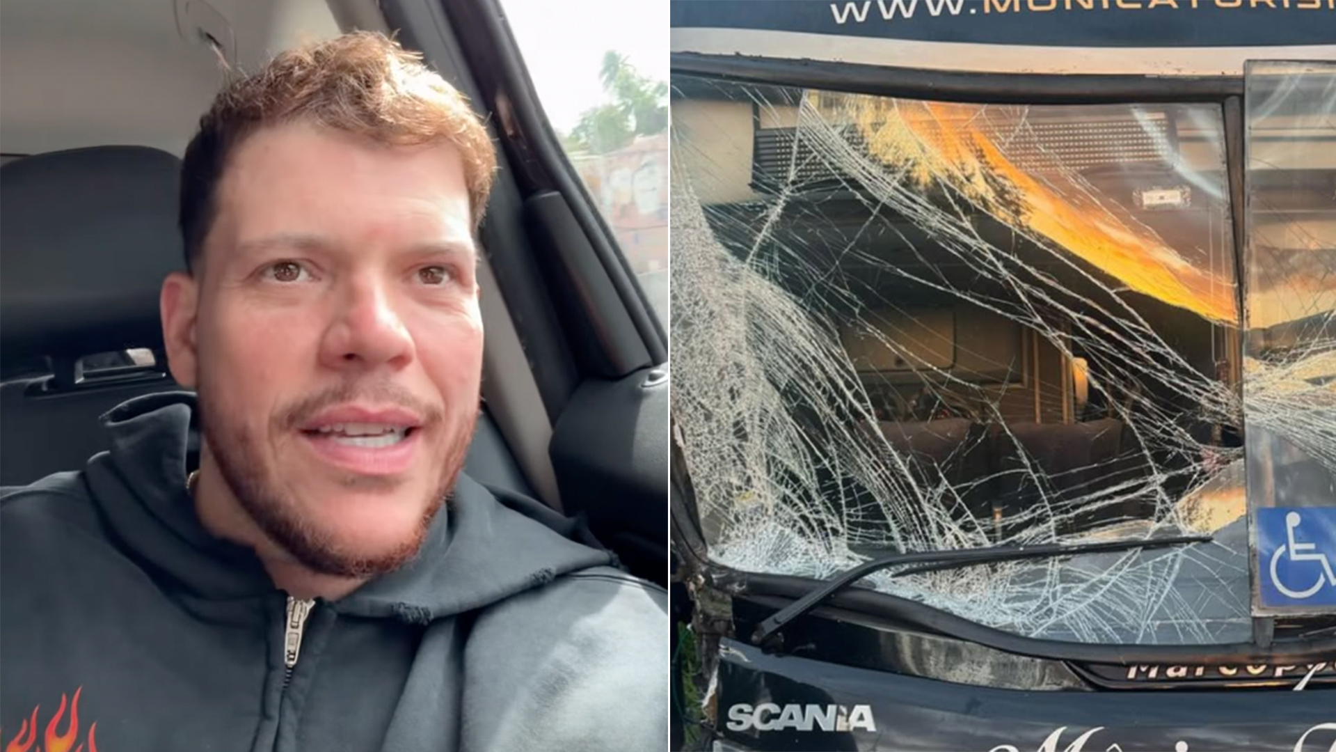 Ferrugem enfrenta acidente de ônibus: ‘Porta foi arrancada’