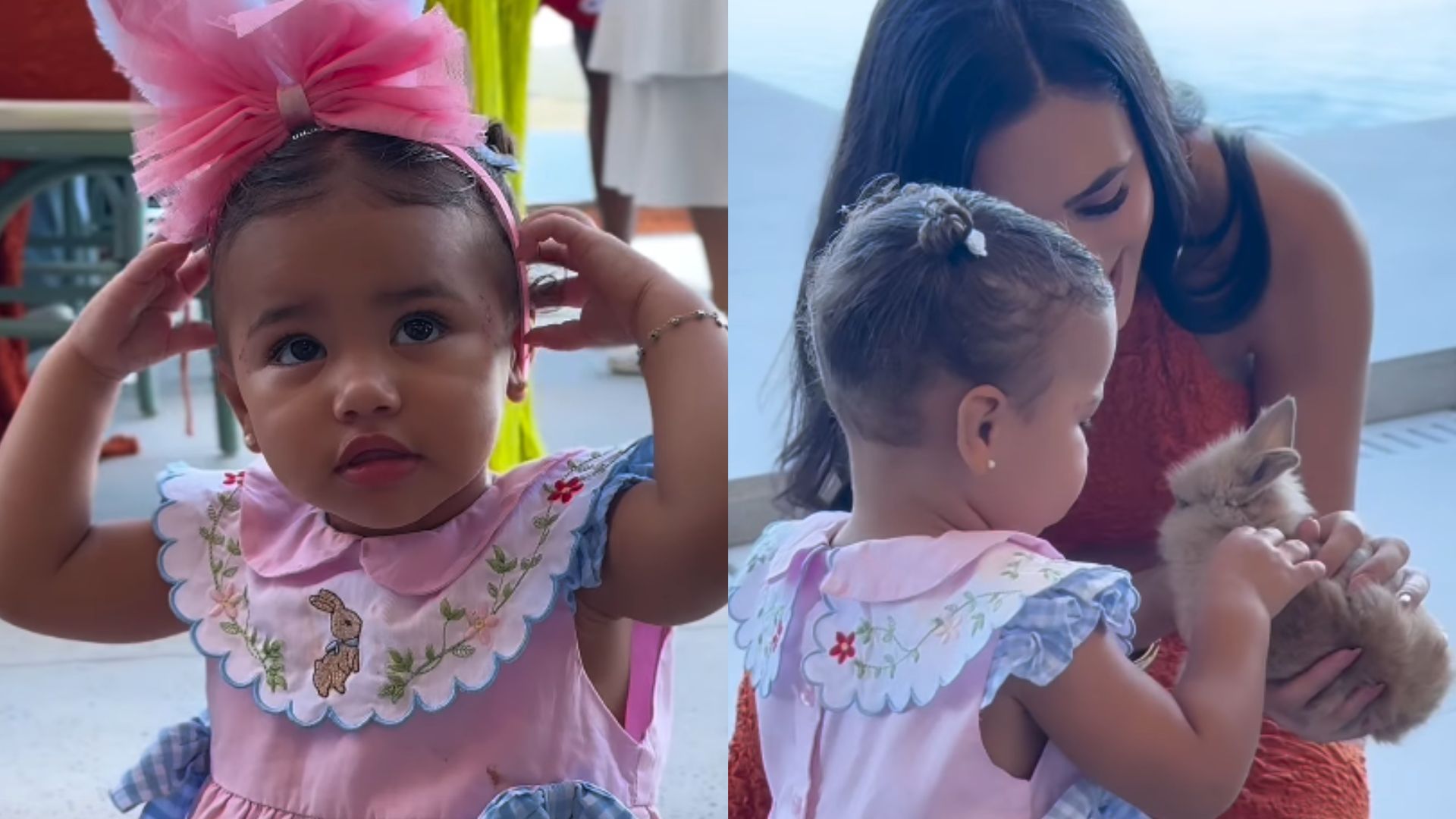 Filha de Neymar Jr, Mavie esbanja fofura em evento de ‘caça aos ovos’