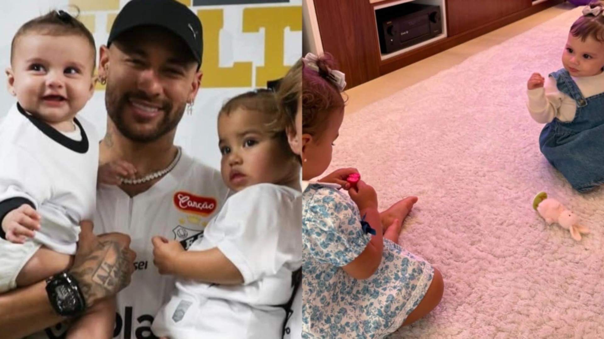 Filhas de Neymar, Helena e Mavie, surgem brincando juntas; veja o encontro