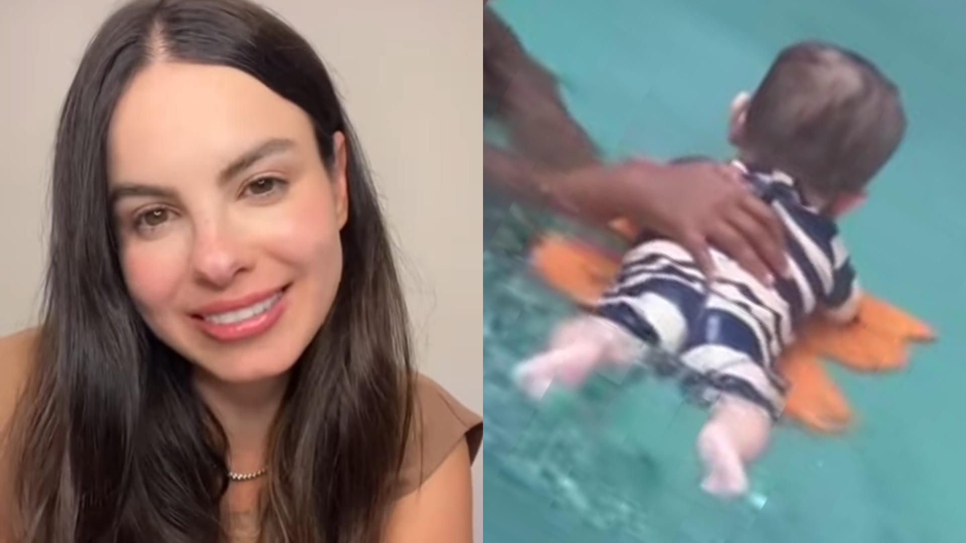 Sthefany Brito se derrete ao mostrar aula de natação do filho caçula