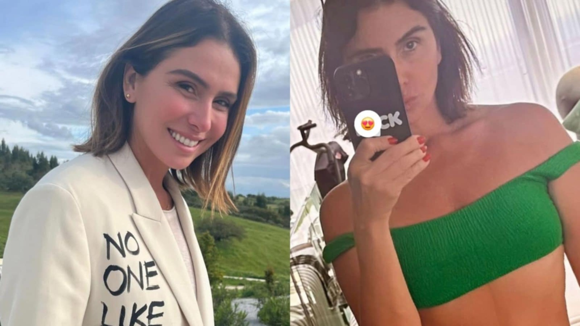 Giovanna Antonelli choca ao fazer fotão de biquíni no espelho