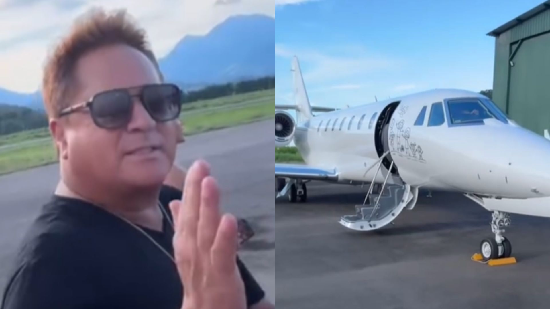 Leonardo e Poliana Rocha se encantam com novo avião de Virginia e Zé Felipe