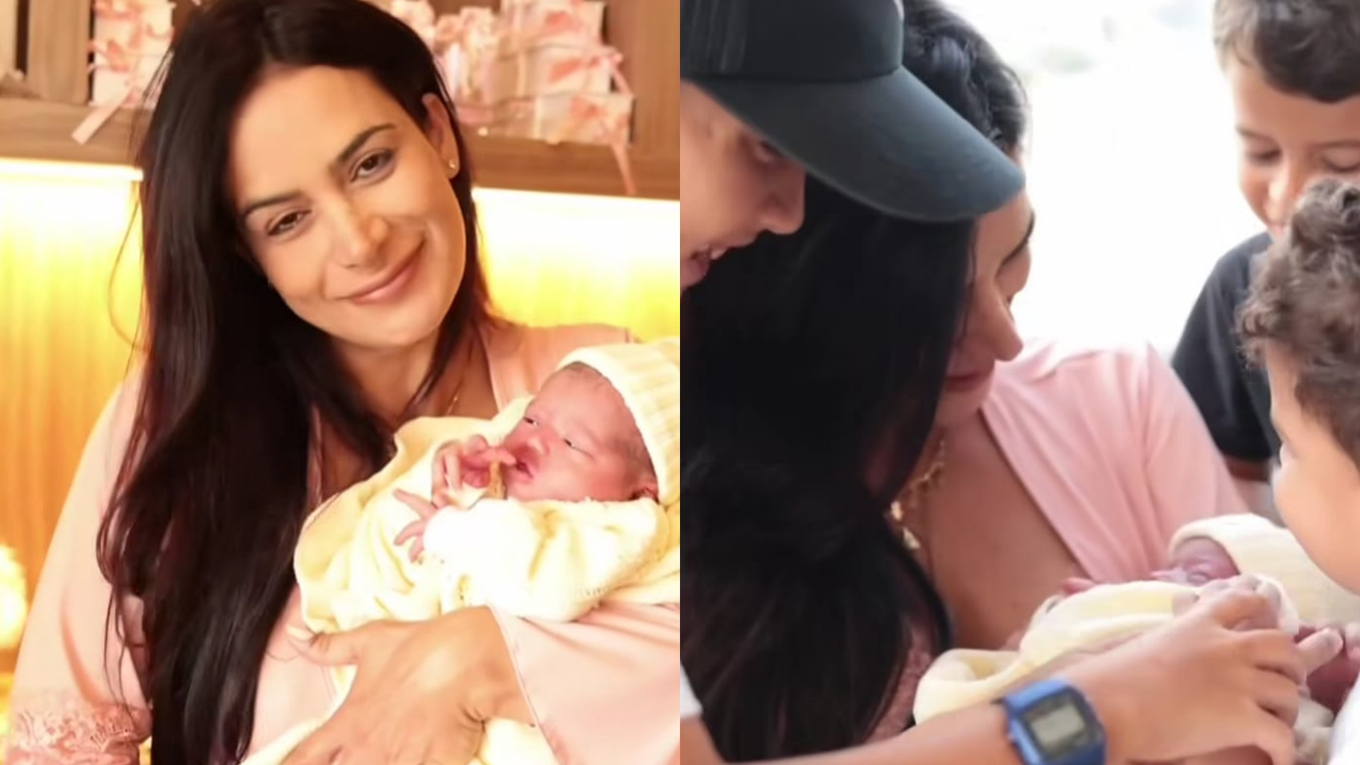 Lucilene Caetano mostra encontro dos filhos mais velhos com a irmã recém-nascida