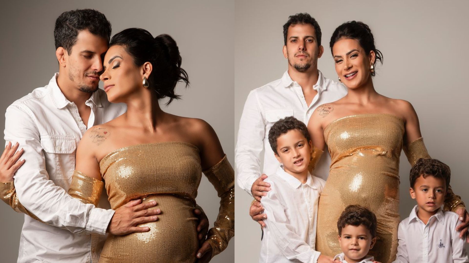Lucilene Caetano faz ensaio fotográfico em família na reta final da gravidez