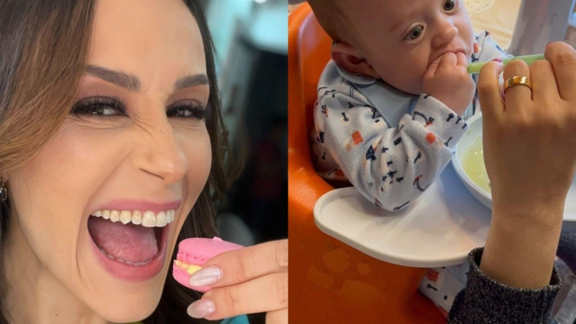 Nadja Haddad encanta ao mostrar o filho comendo fruta pela primeira vez