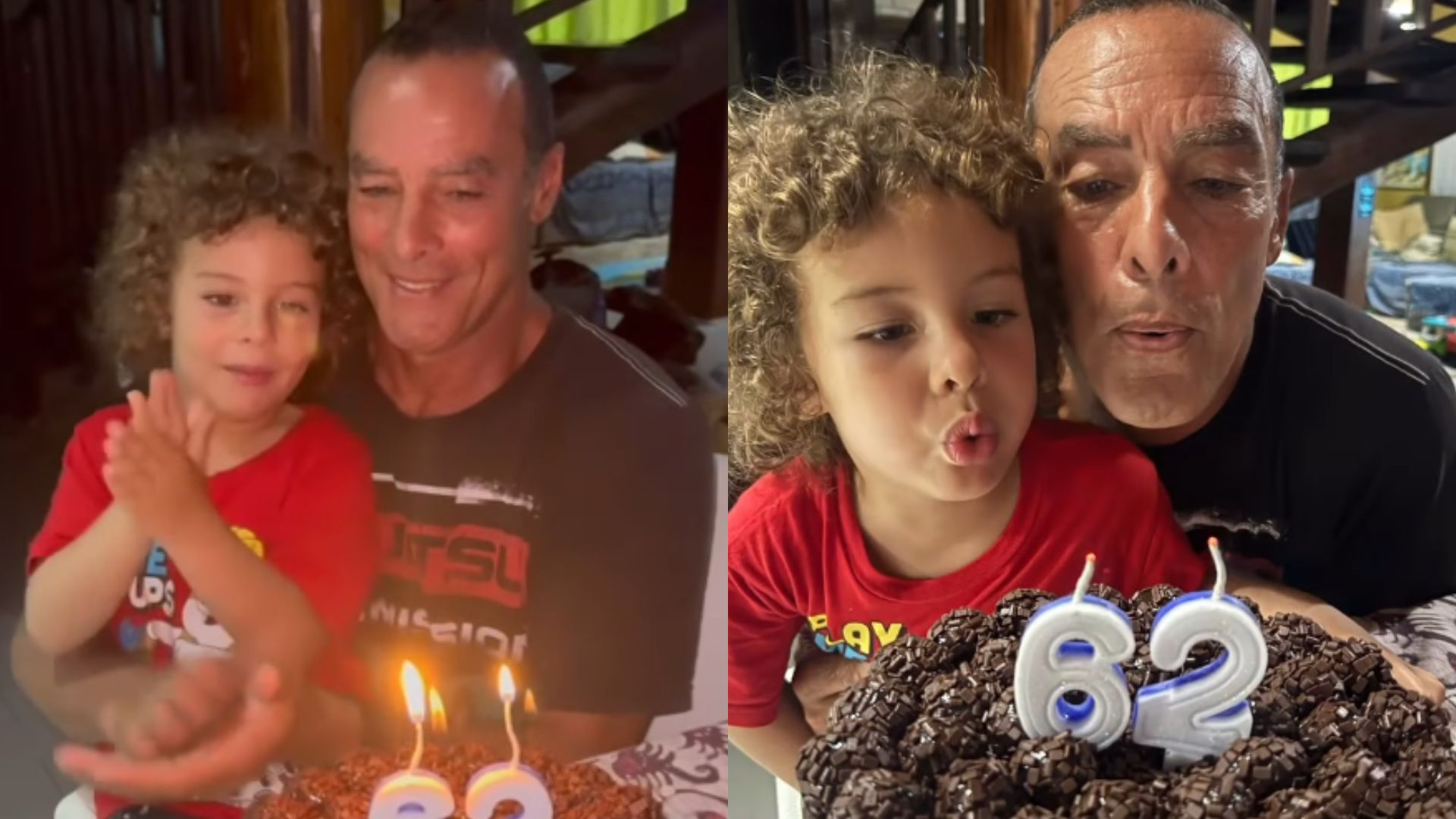 Paulo Zulu ganha bolinho surpresa da família em aniversário de 62 anos