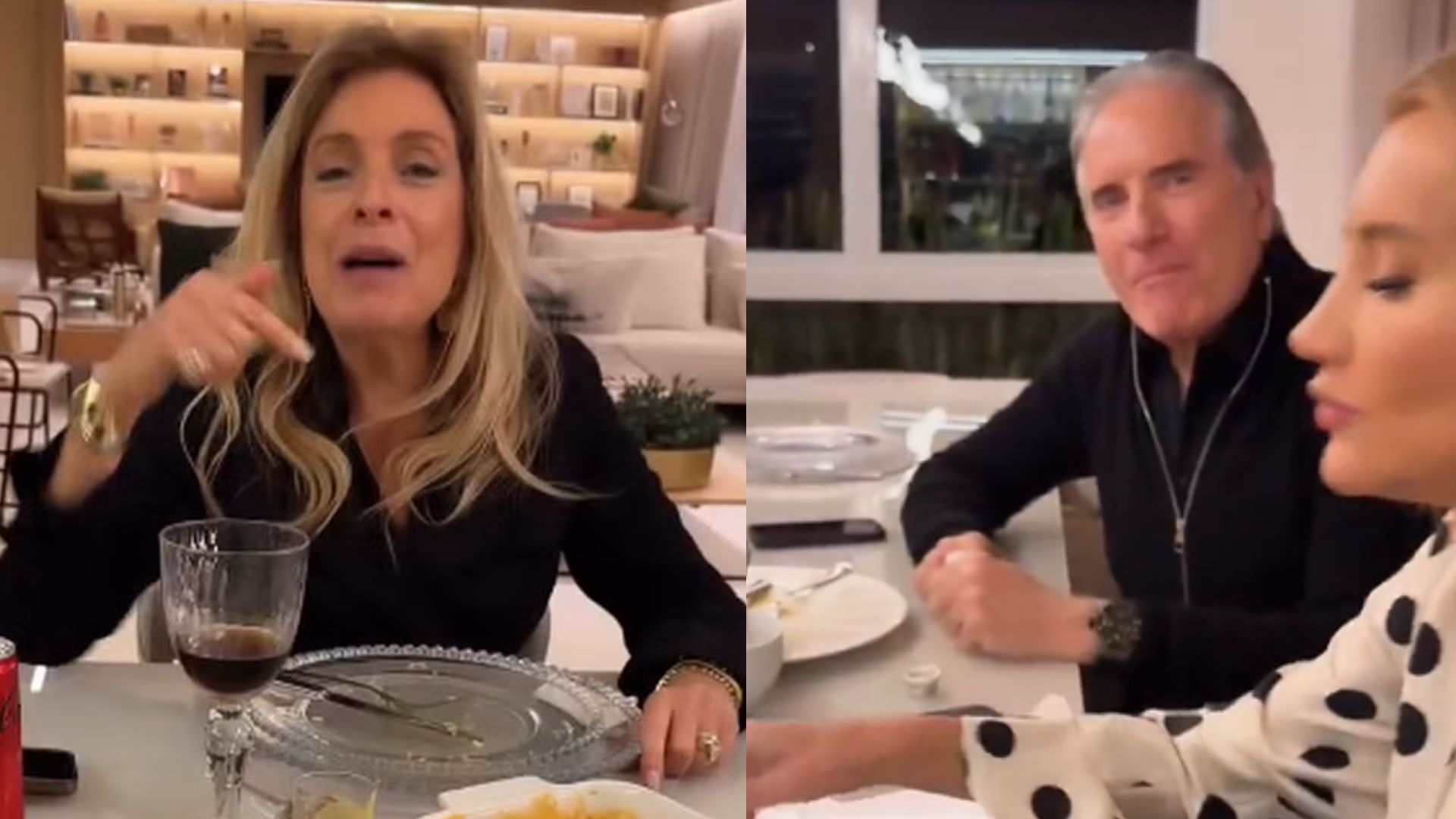 Roberto Justus janta com a ex-mulher e a atual e Fabi Justus mostra o momento