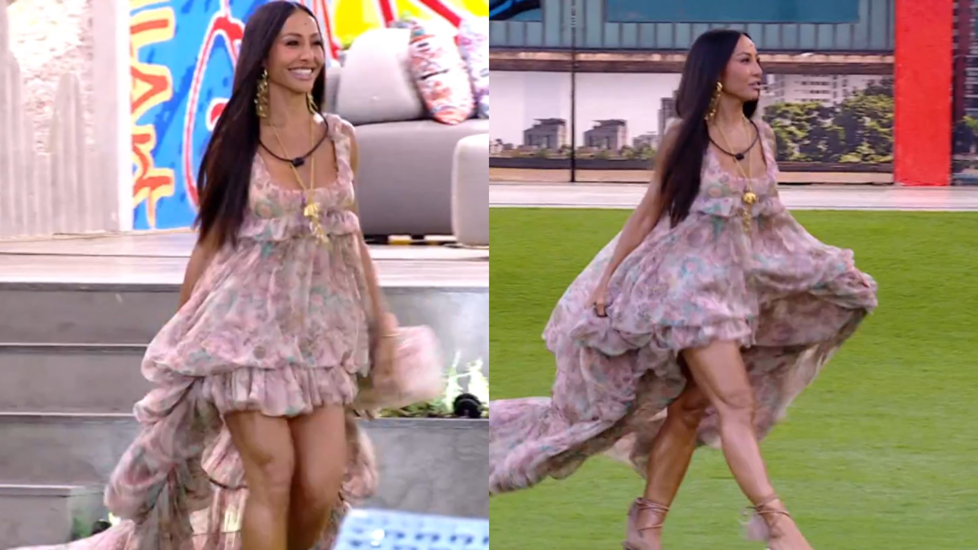 Sabrina Sato aposta em visual de grife em visita ao BBB 25 e recebe elogios