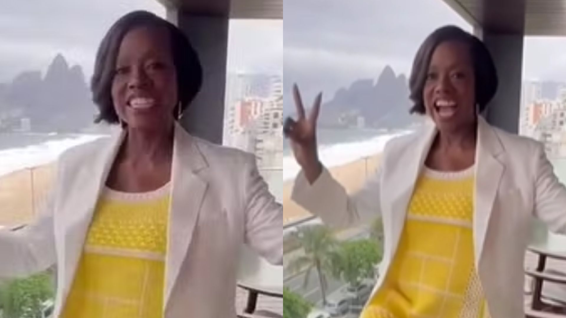 No Rio, Viola Davis posa com look nas cores da bandeira e fãs reagem: “Muito brasileira”