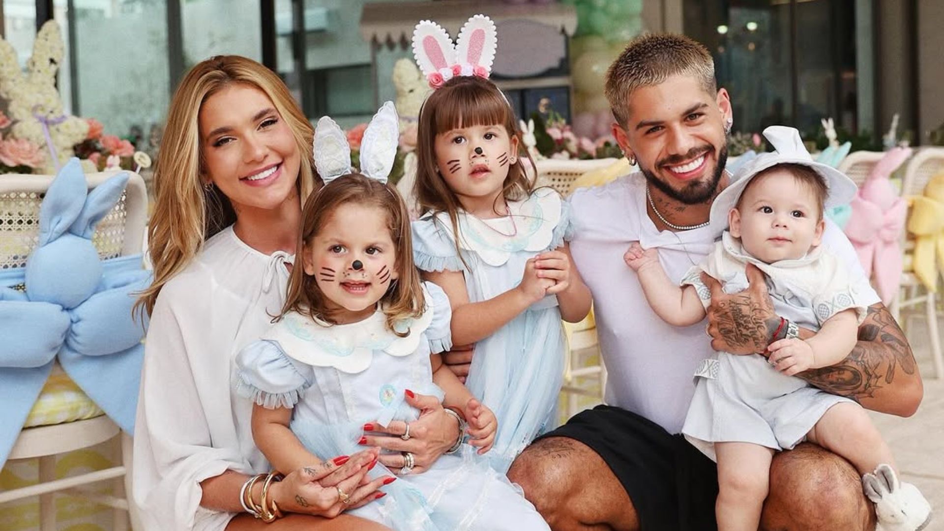 Virginia Fonseca e Zé Felipe comemoram Páscoa antecipada com os filhos