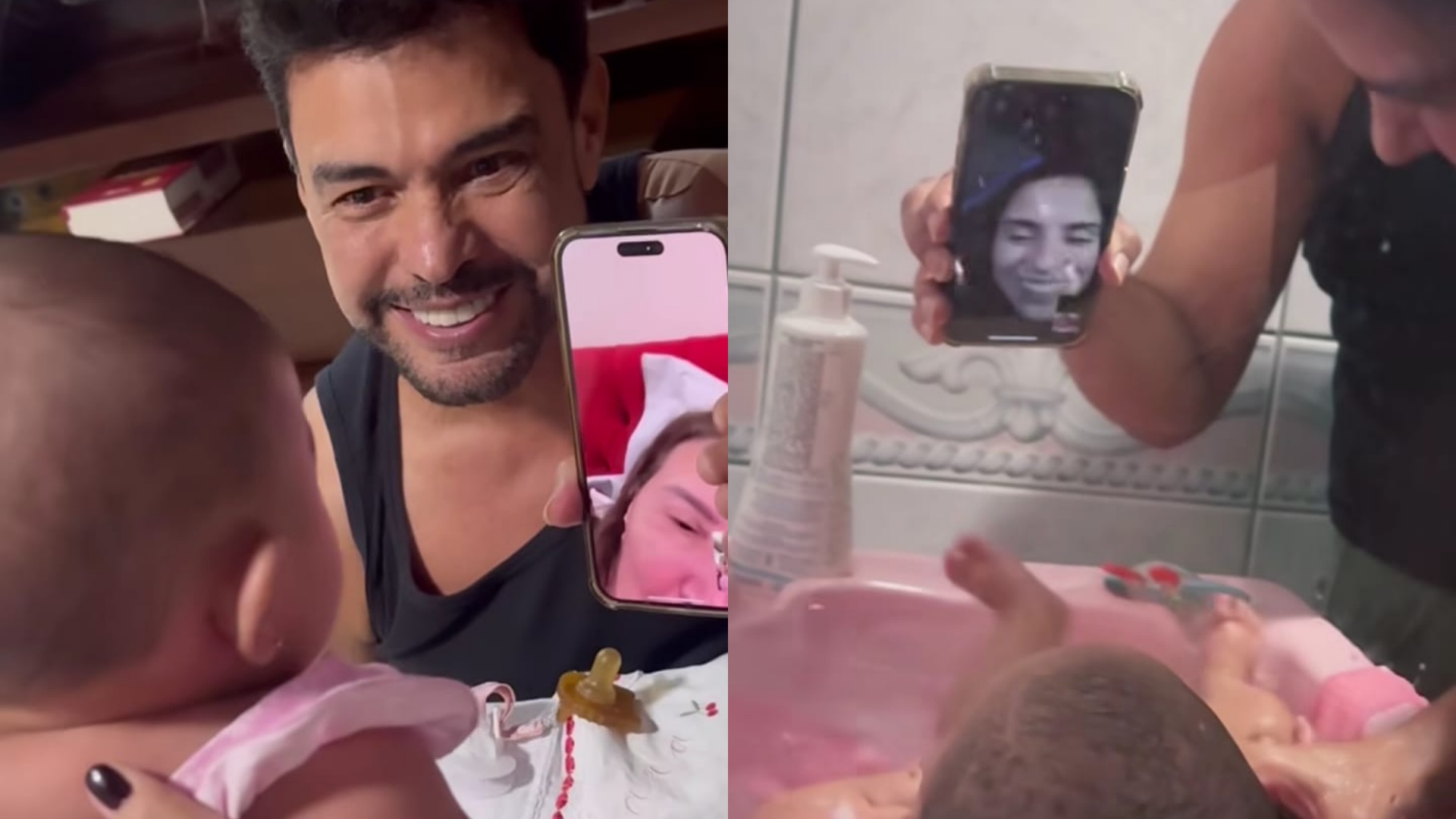 Zezé Di Camargo mostra Clara em chamada de vídeo com a família: ‘Matando a saudade’
