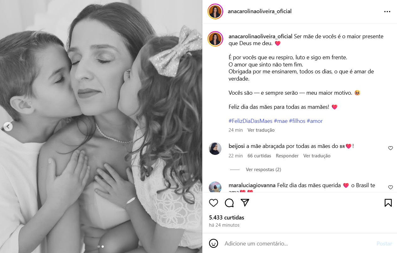Ana Carolina Oliveira divide foto rara com os filhos mais novos - Reprodução/Instagram