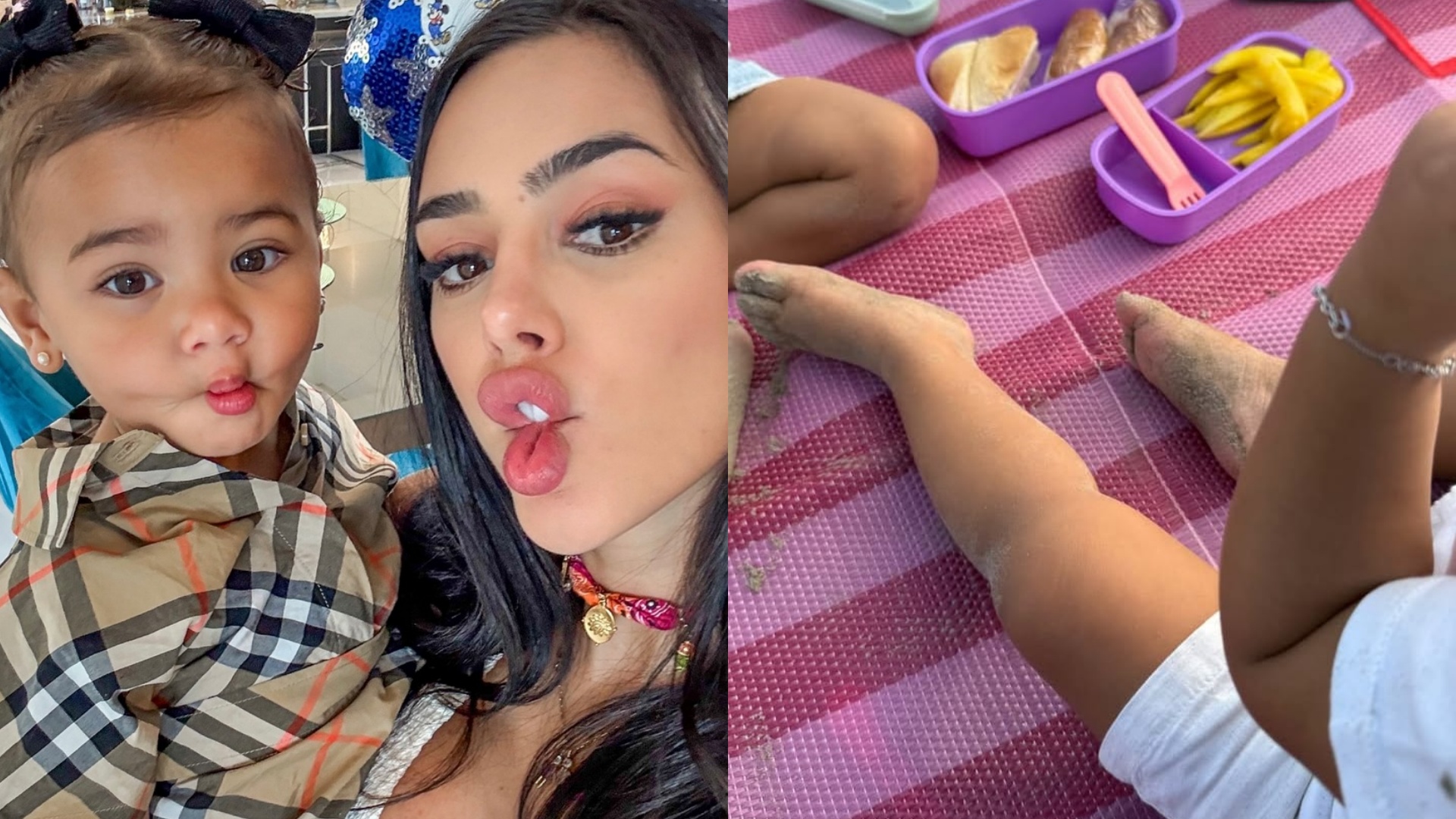 Bruna Biancardi mostra piquenique na praia com a filha, Mavie