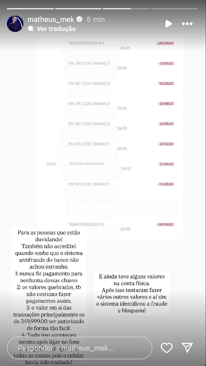 Extrato de Matheus