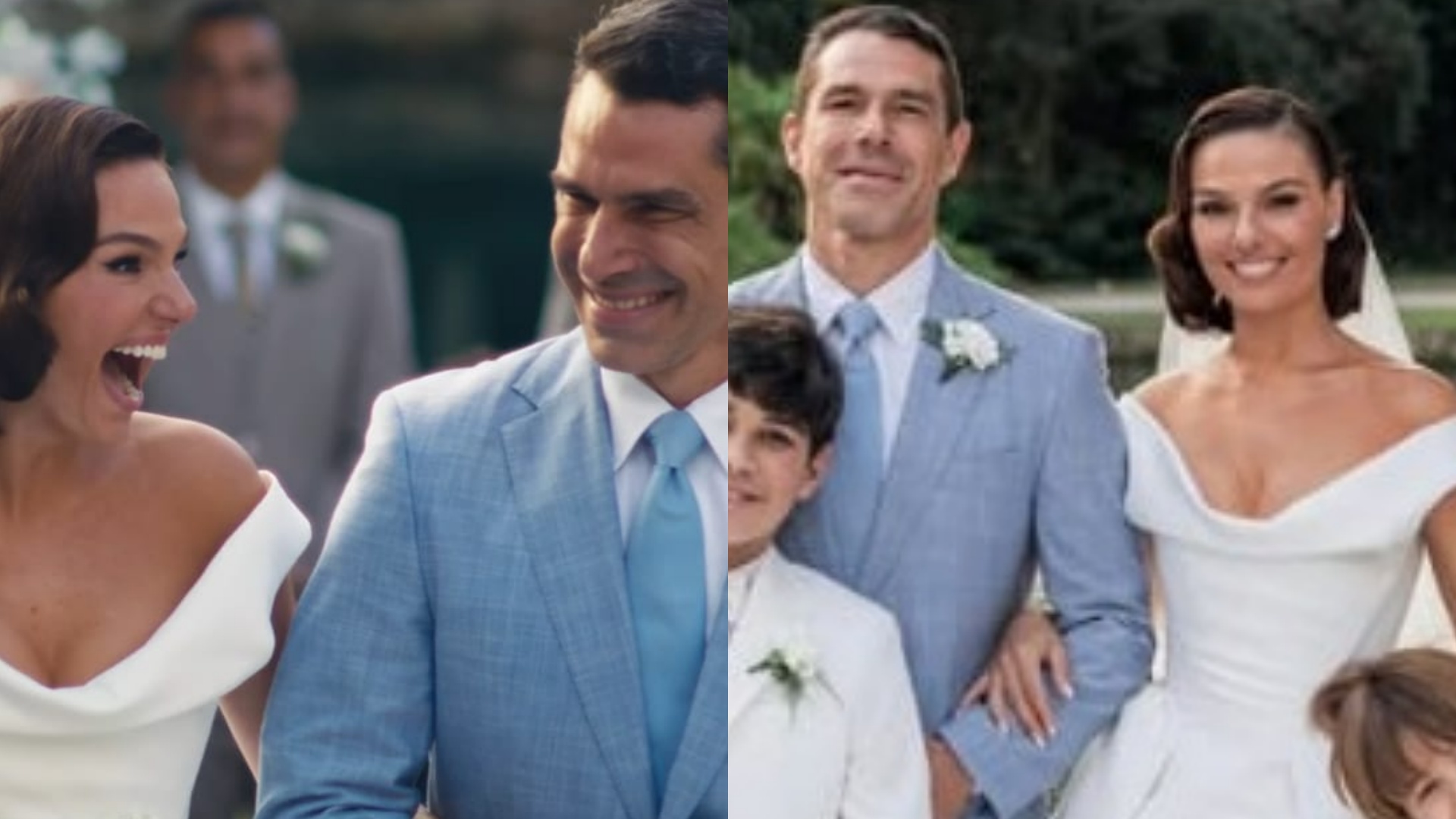 Isis Valverde posa com o filho e os enteados após casamento com Marcus Buaiz