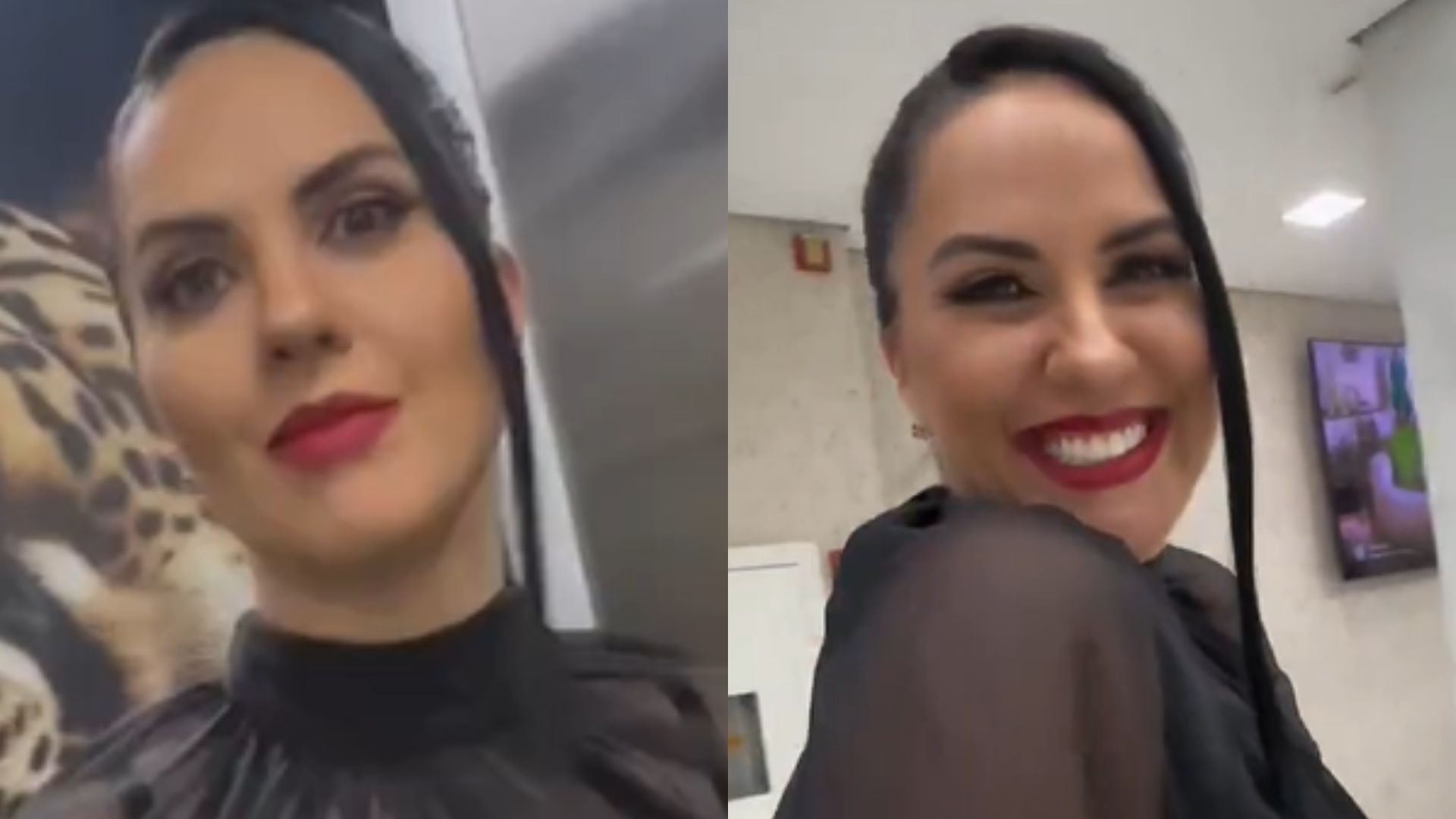 Graciele Lacerda elege look transparente para assistir ao show do marido