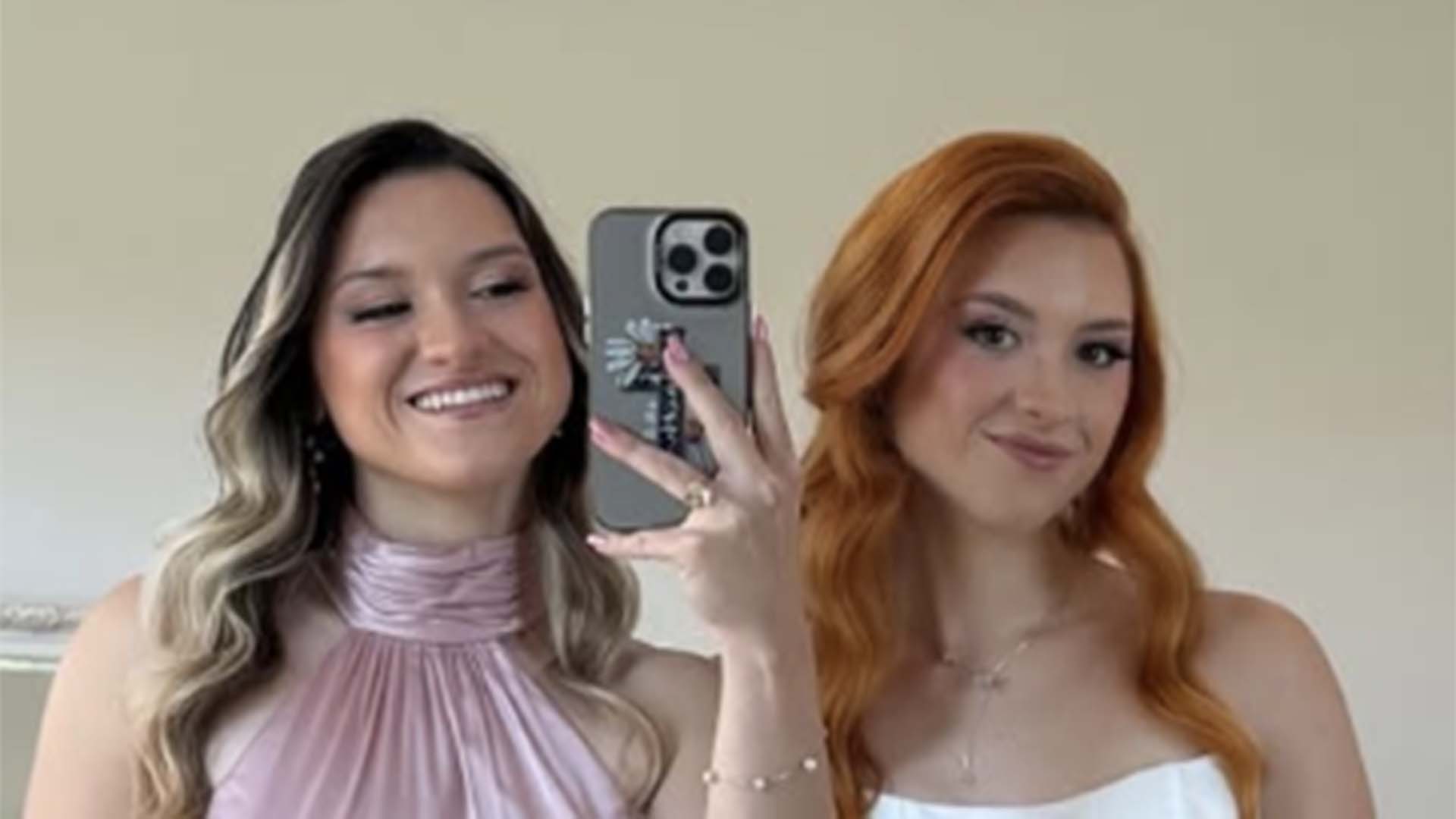 Marina Liberato usa vestido elegante para o casamento da irmã gêmea, Sofia