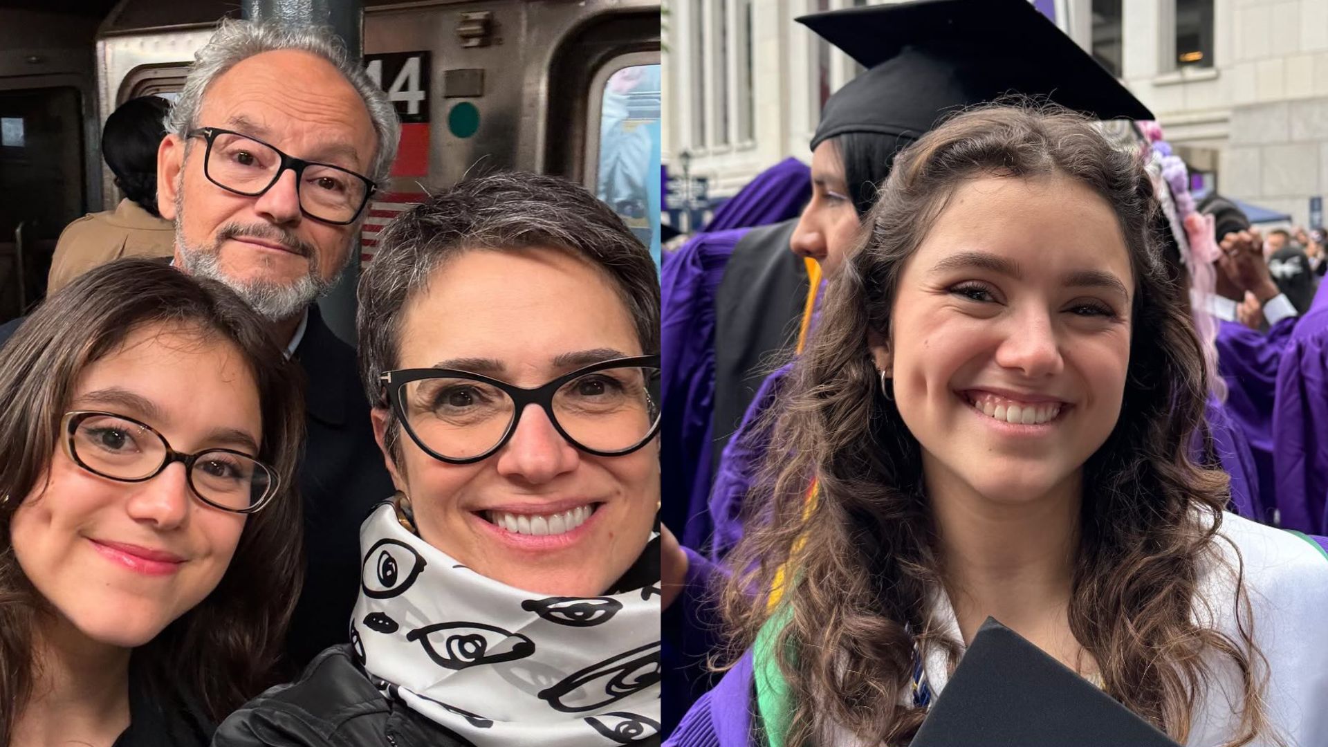 Sandra Annenberg celebra formatura da filha em Nova York