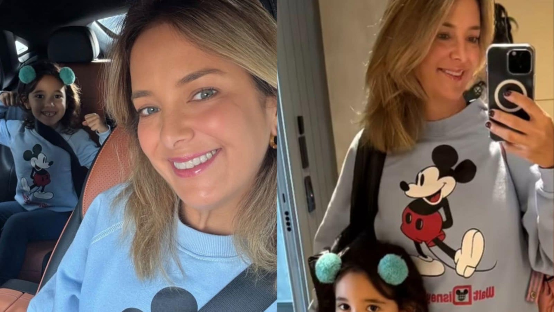 Ticiane Pinheiro combina look com a filha para levá-la para escola; veja