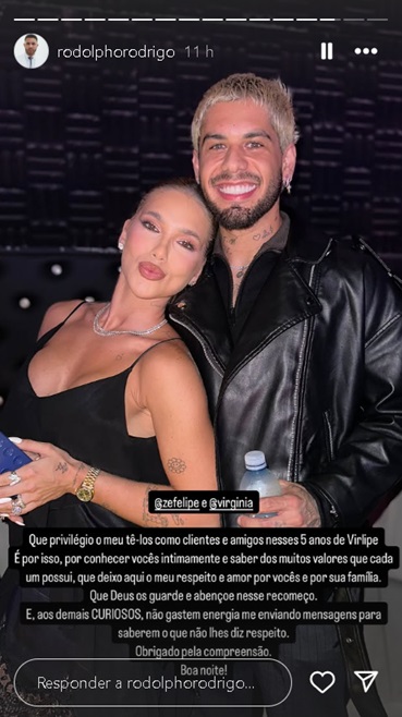 Estilista Virginia e Z&eacute; Felipe fala sobre o fim do casamento - Foto: Reprodu&ccedil;&atilde;o/Instagram  