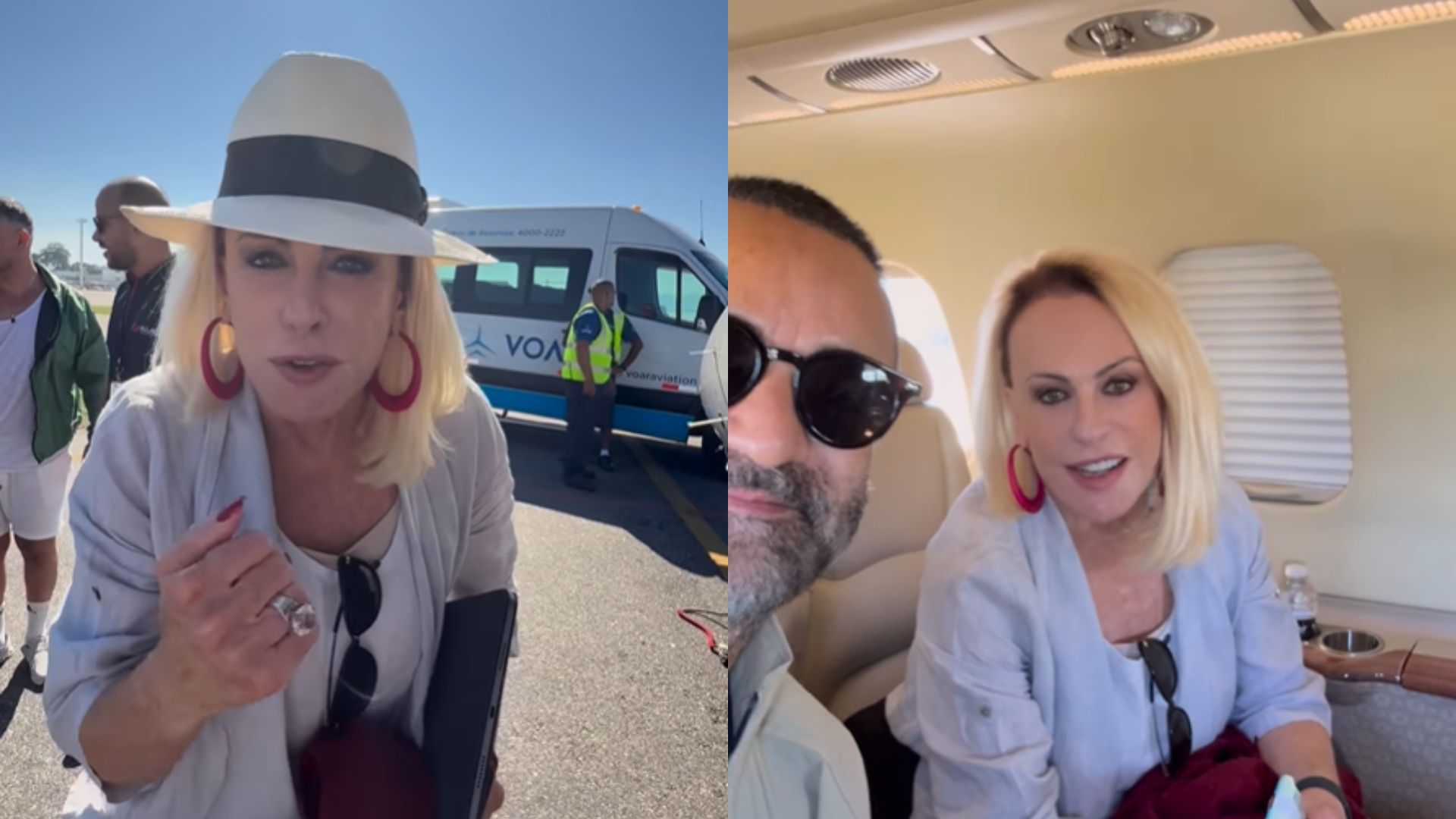Ana Maria Braga retorna a São Paulo de jatinho ao lado do marido: ‘Saudade’