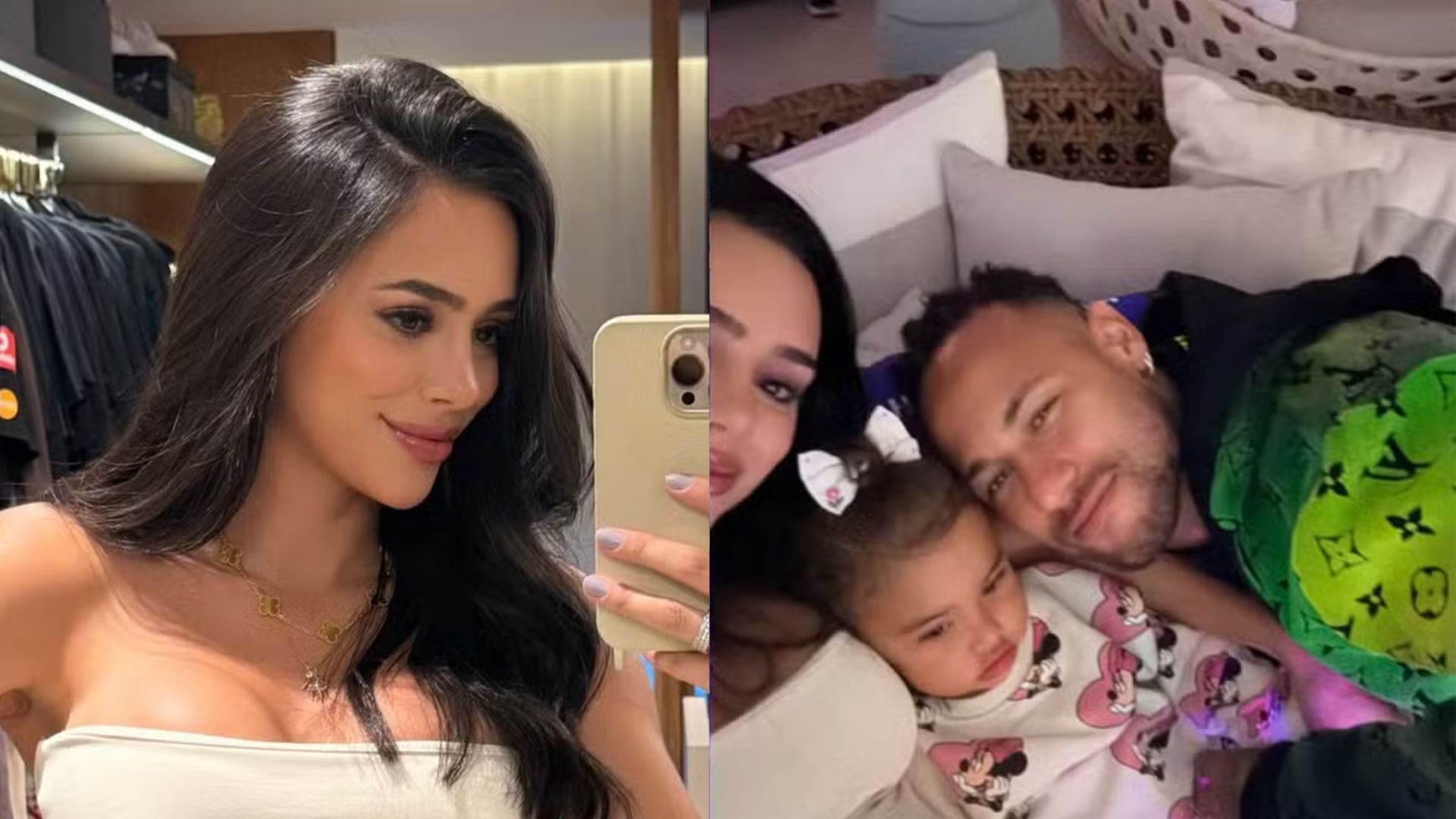 Bruna Biancardi mostra a barriga de grávida e noite de filme em família