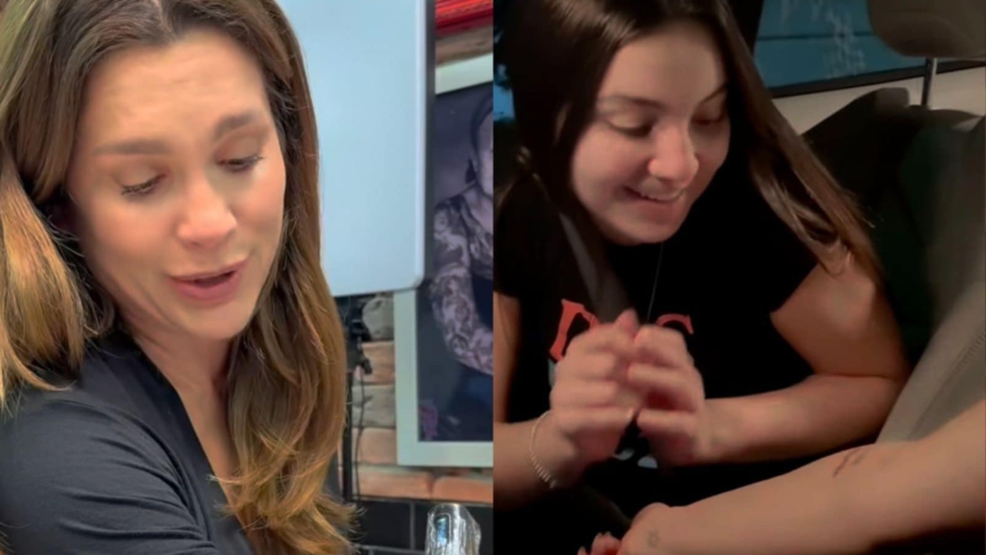 Flávia Alessandra se emociona ao fazer tatuagem para a filha caçula