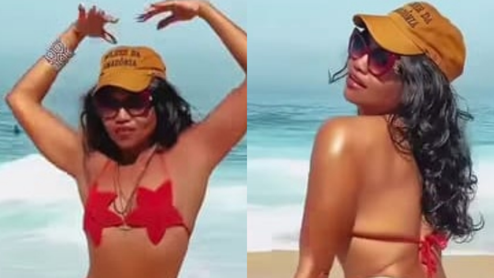 Gaby Amarantos ostenta corpaço ao dançar na praia: ‘Plenitude’