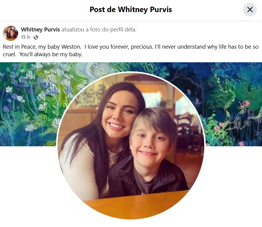 Whitney Purvis lamenta morte do filho - Reprodu&ccedil;&atilde;o/Facebook
